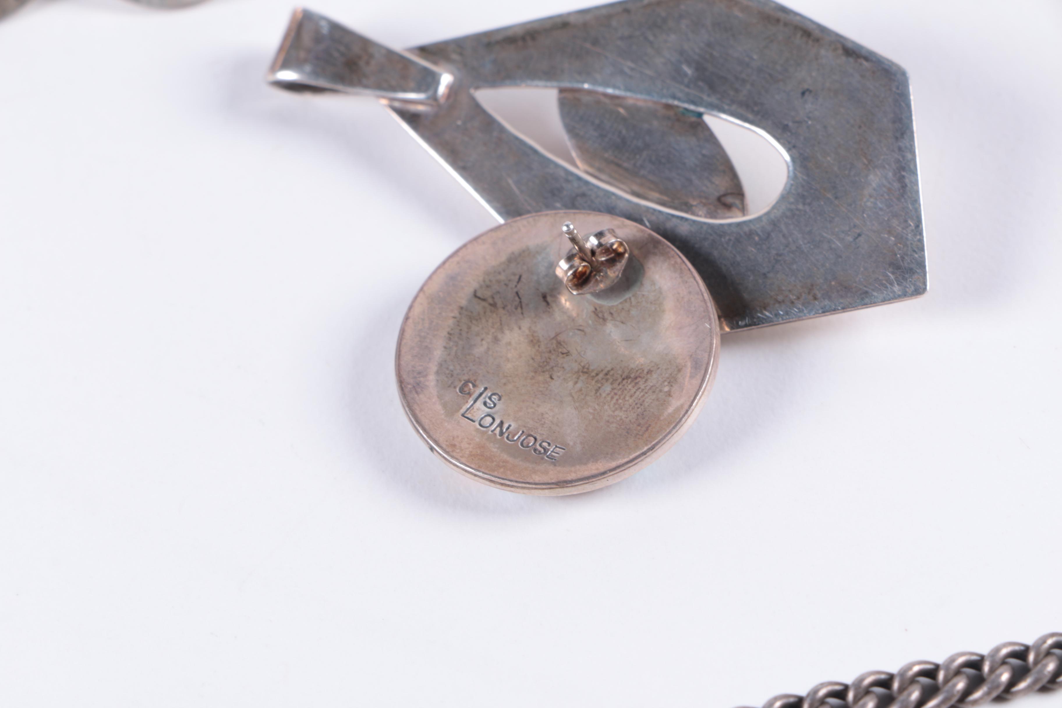 Selection of Sterling Silver Earrings including CS Lonjose Zuni