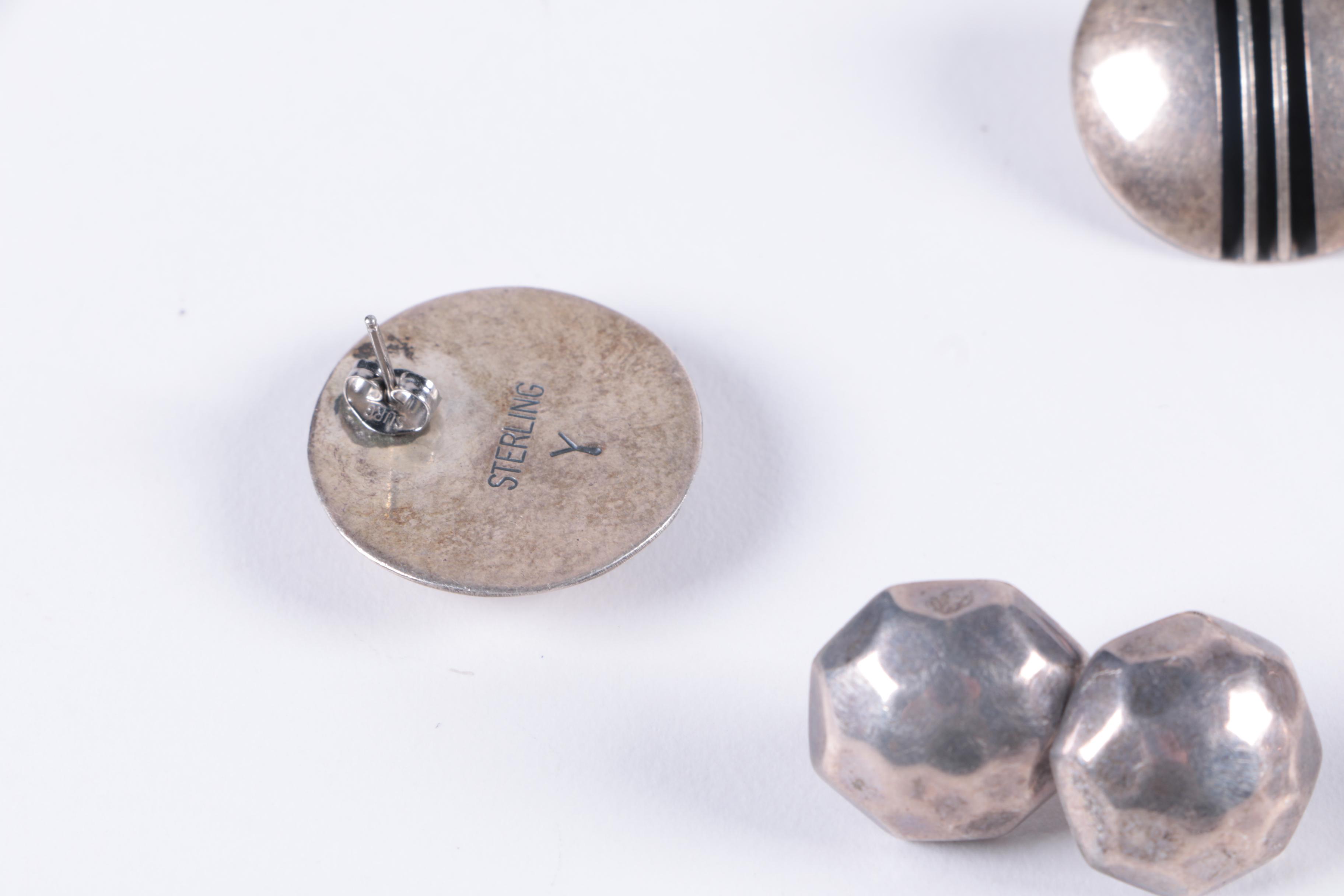 Selection of Sterling Silver Earrings including CS Lonjose Zuni