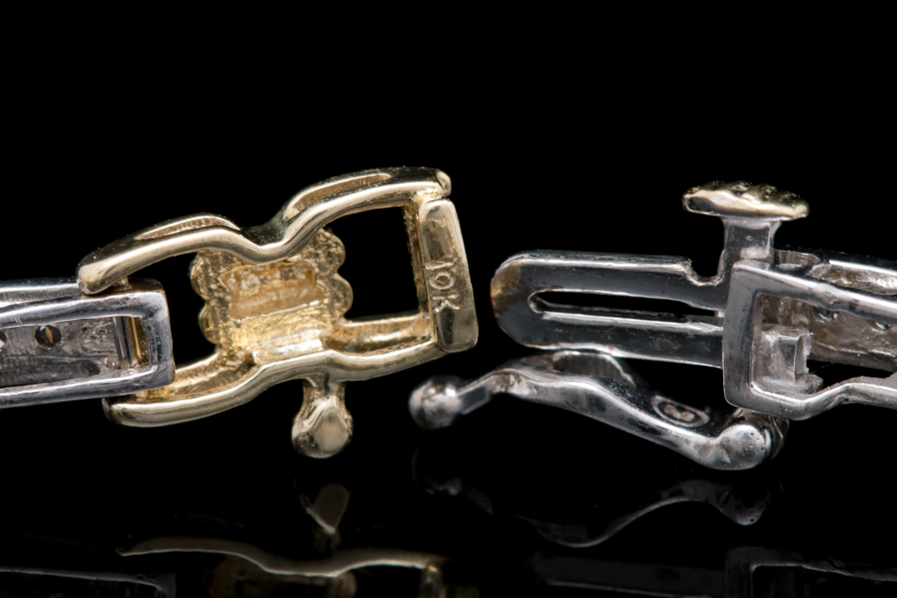 Sterling Silver, 10K Yellow Gold and Diamond Bracelet