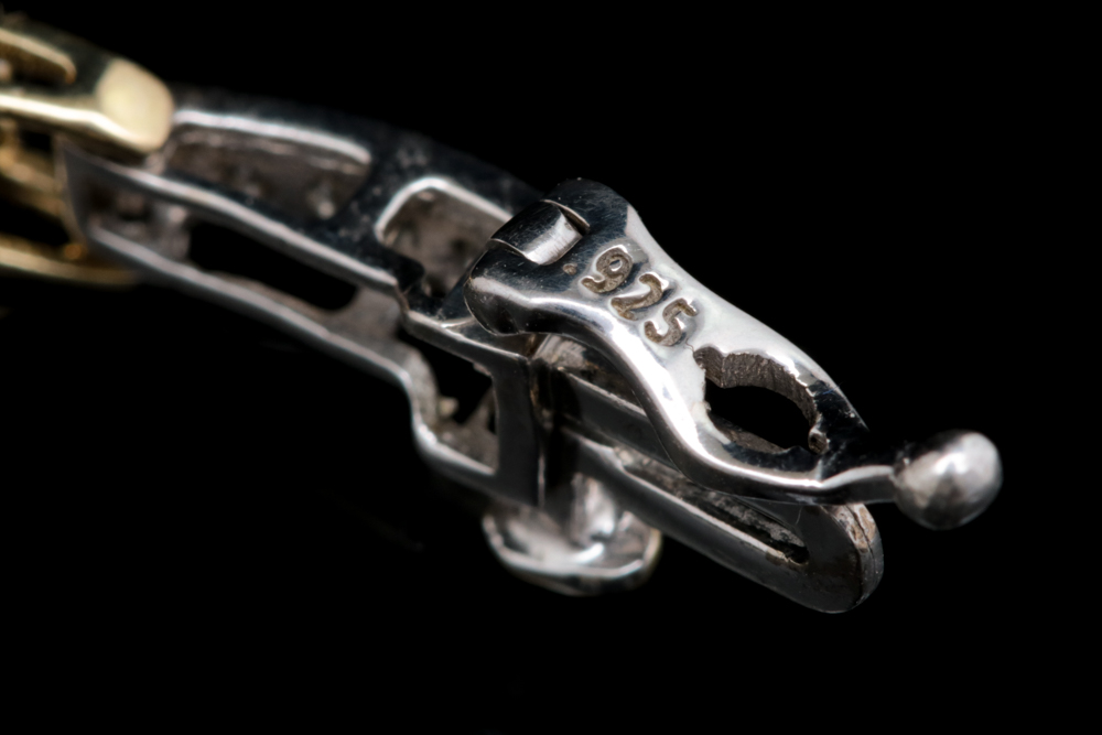 Sterling Silver, 10K Yellow Gold and Diamond Bracelet