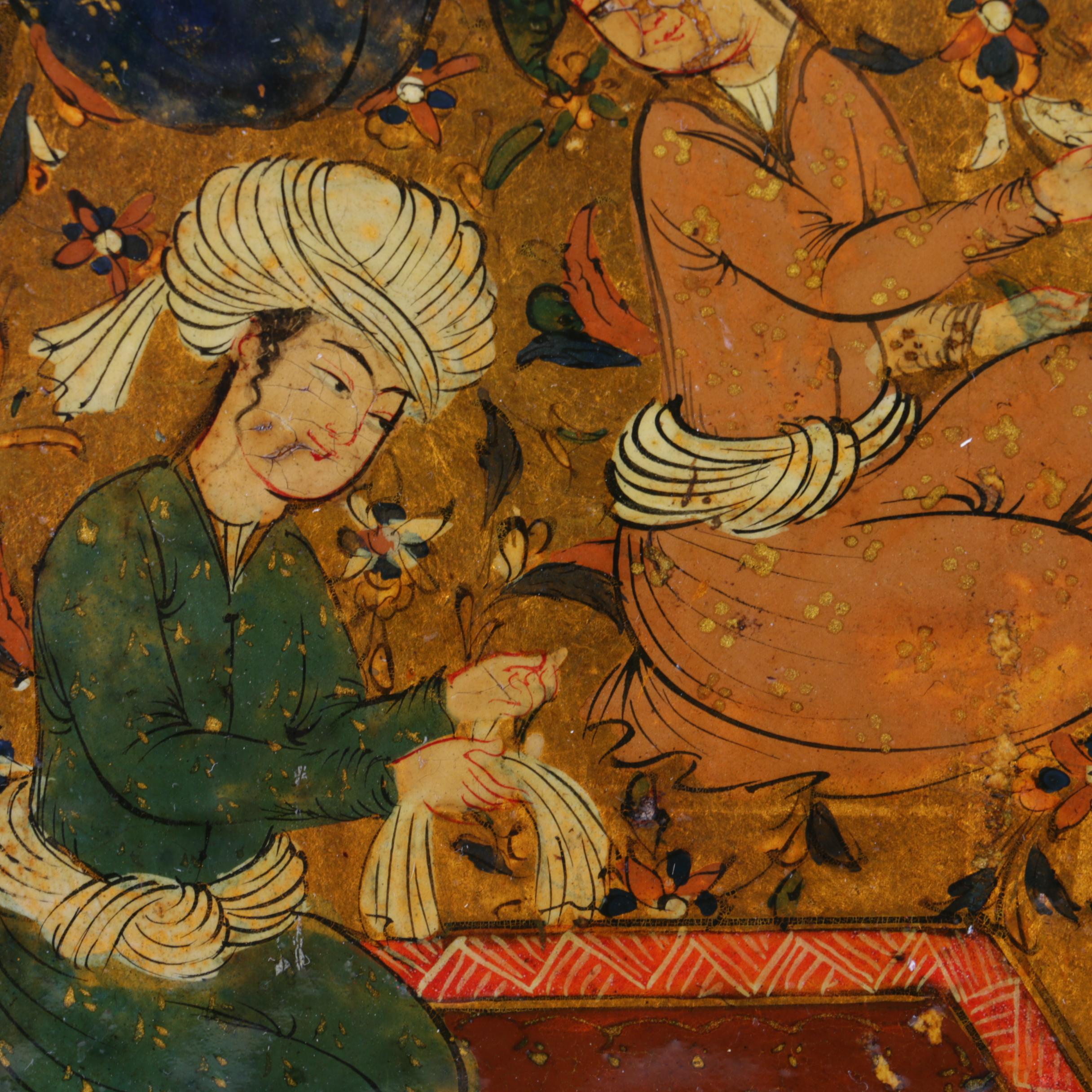 Two Indo-Persian Gouache Paintings on Paper with Gold Tone Embellishments