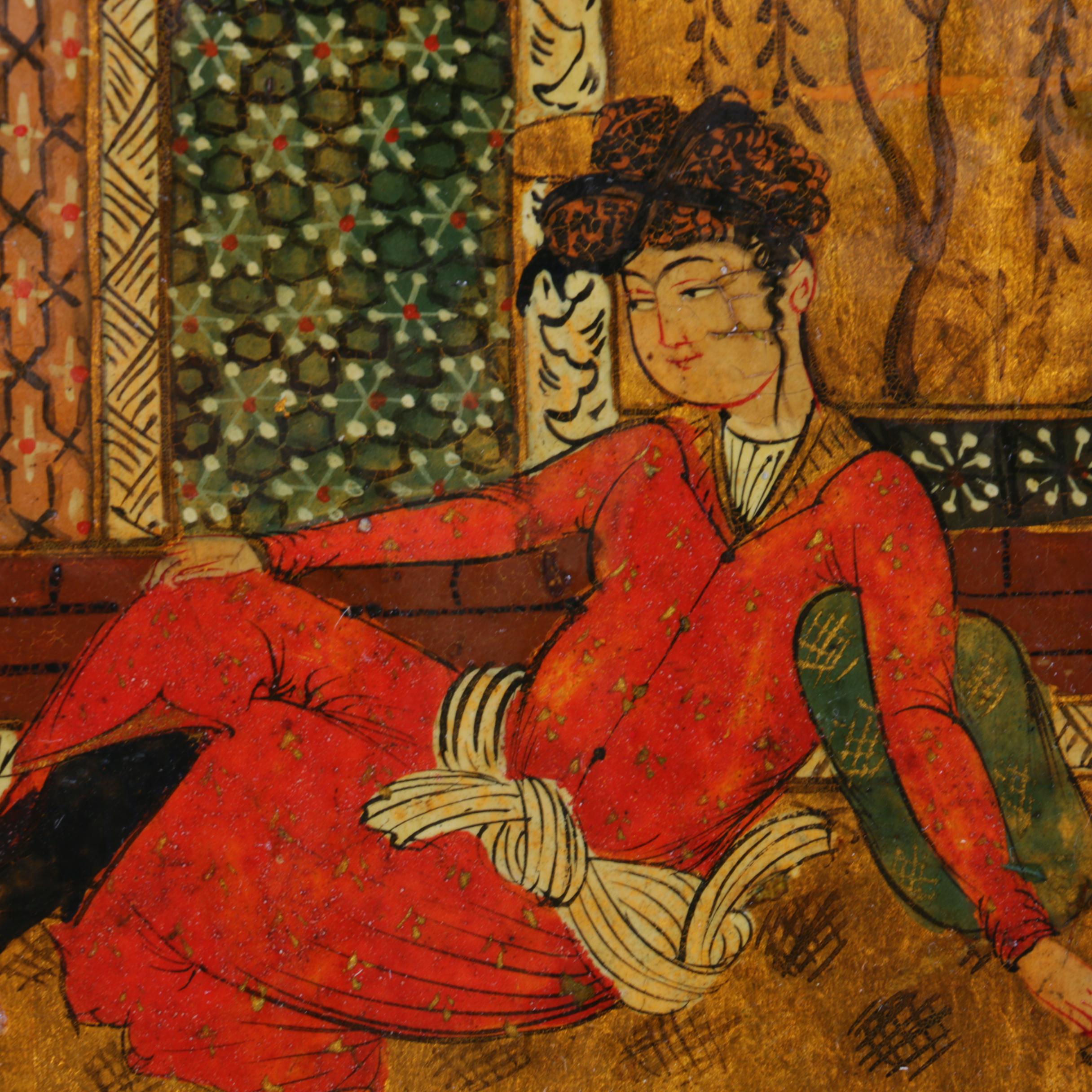 Two Indo-Persian Gouache Paintings on Paper with Gold Tone Embellishments