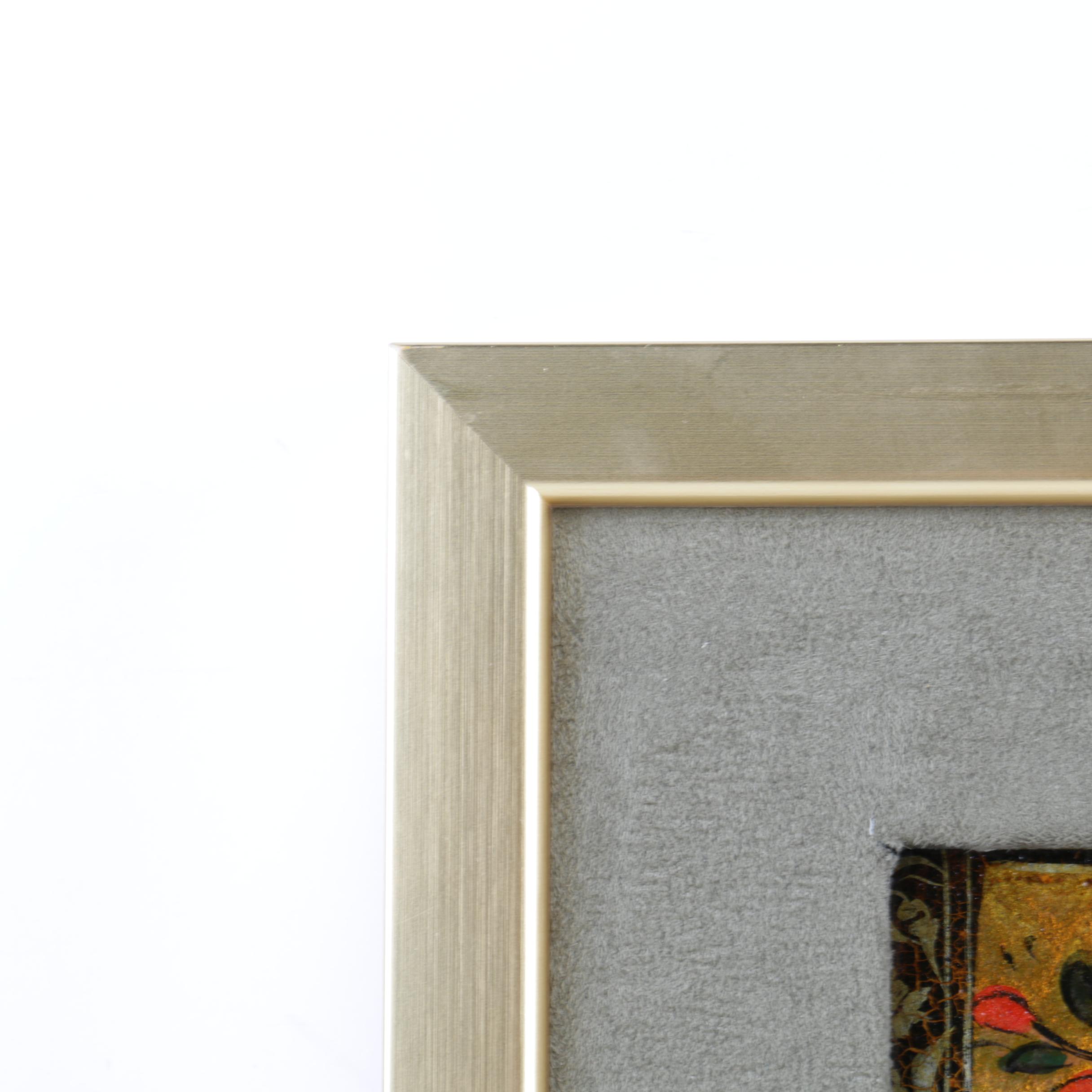 Two Indo-Persian Gouache Paintings on Paper with Gold Tone Embellishments