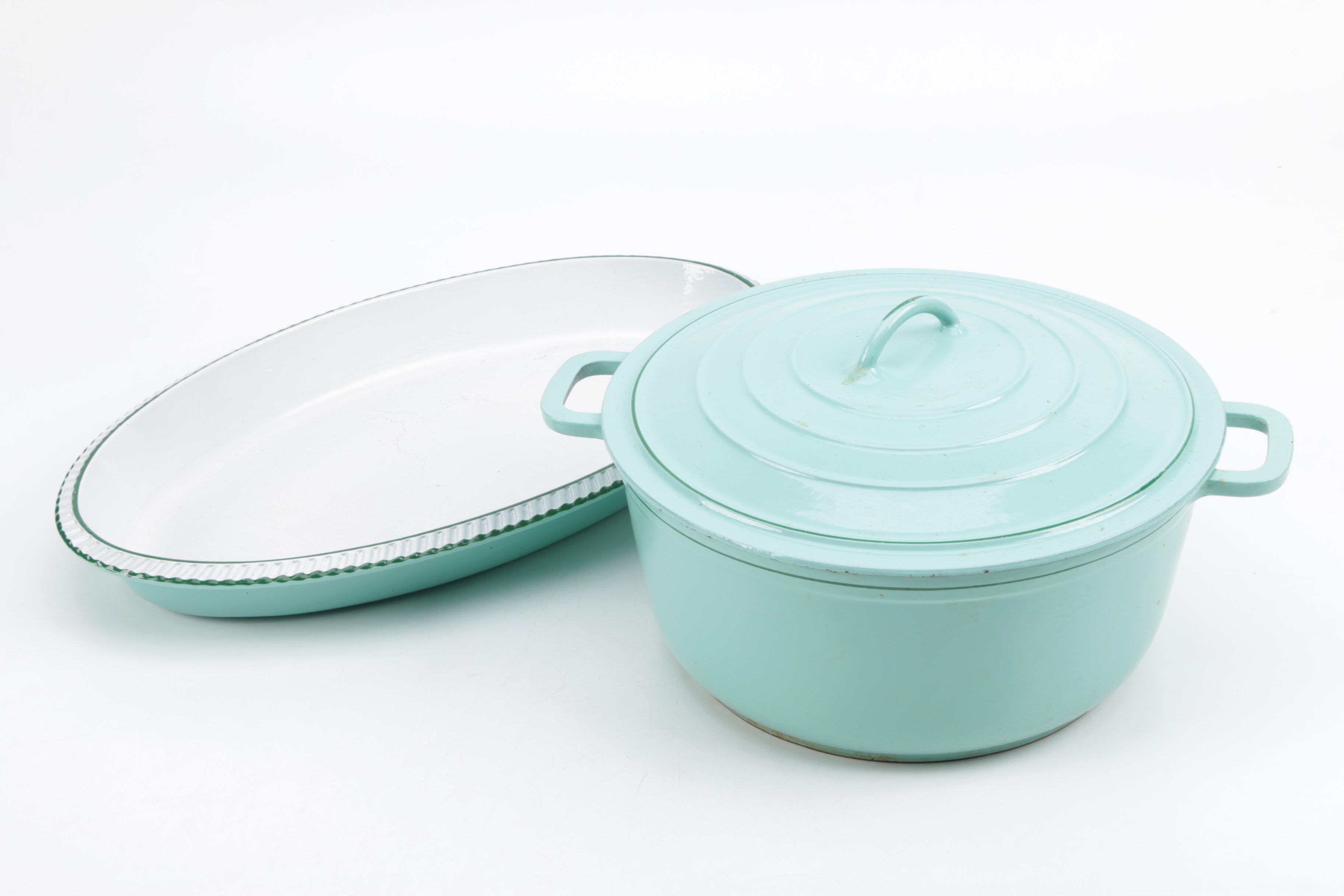 Vintage European Enamel Dutch Oven and Casserole Dish