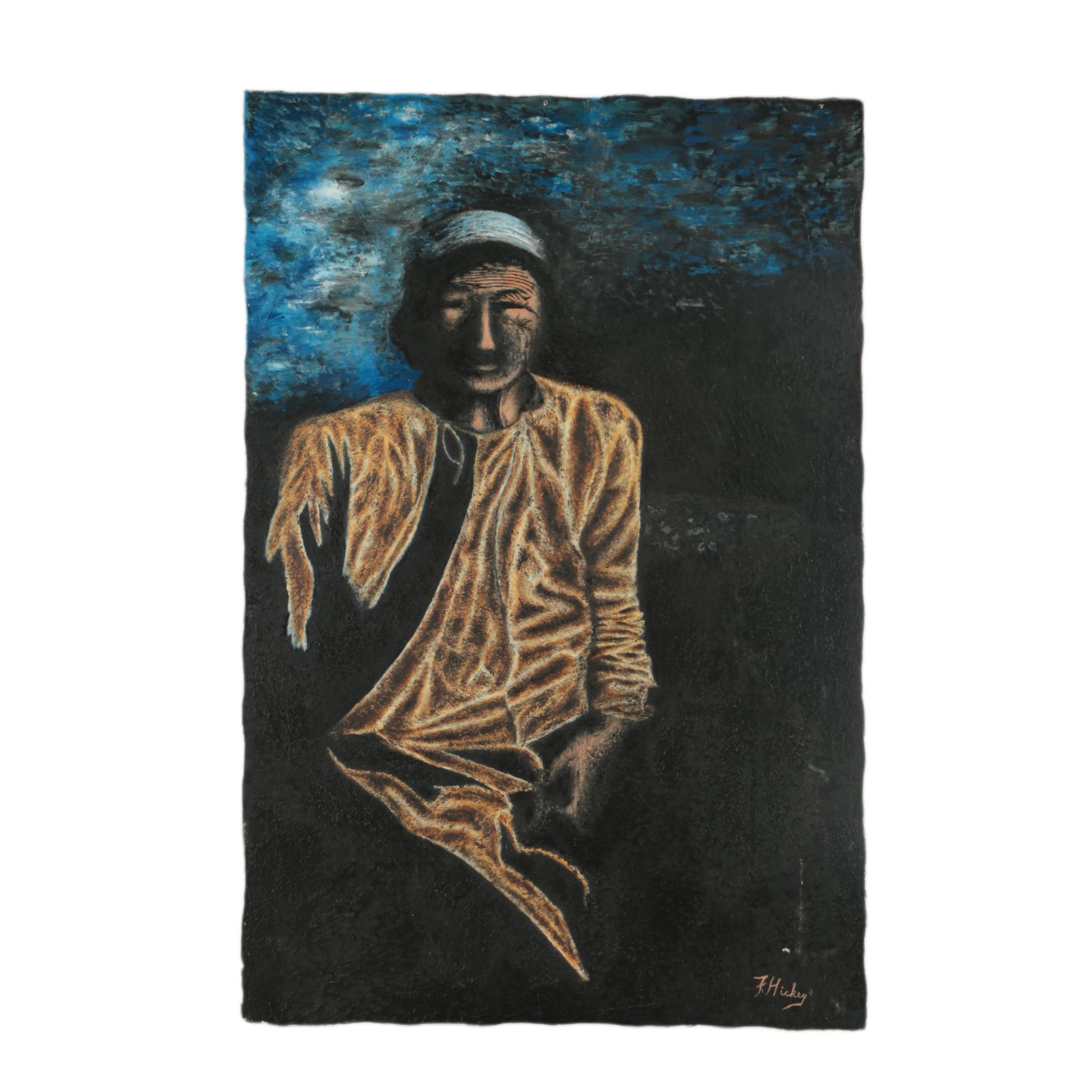 F. Hickey Oil Painting of Male Figure