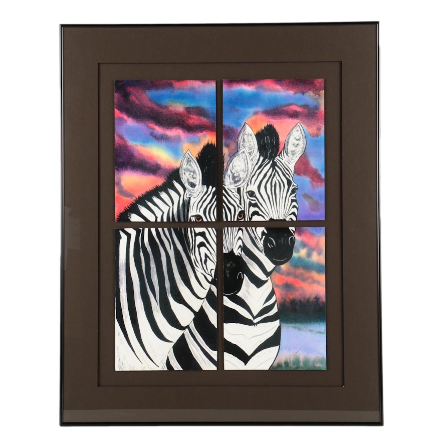 Giclee Print on Paper of Zebras