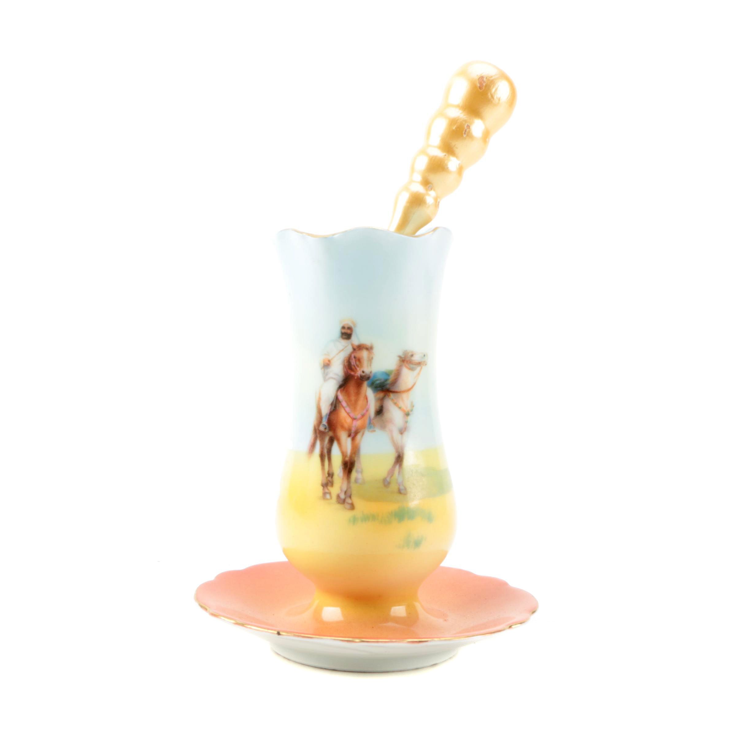 Royal Bayreuth Porcelain Hat Pin Holder and Pin