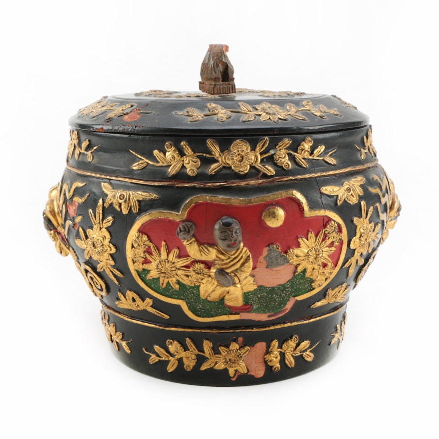 Chinese Wooden Canister with Lid
