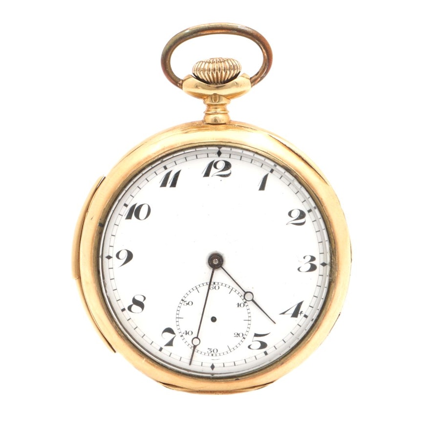 18K Yellow Gold Open Face Repeater Pocket Watch