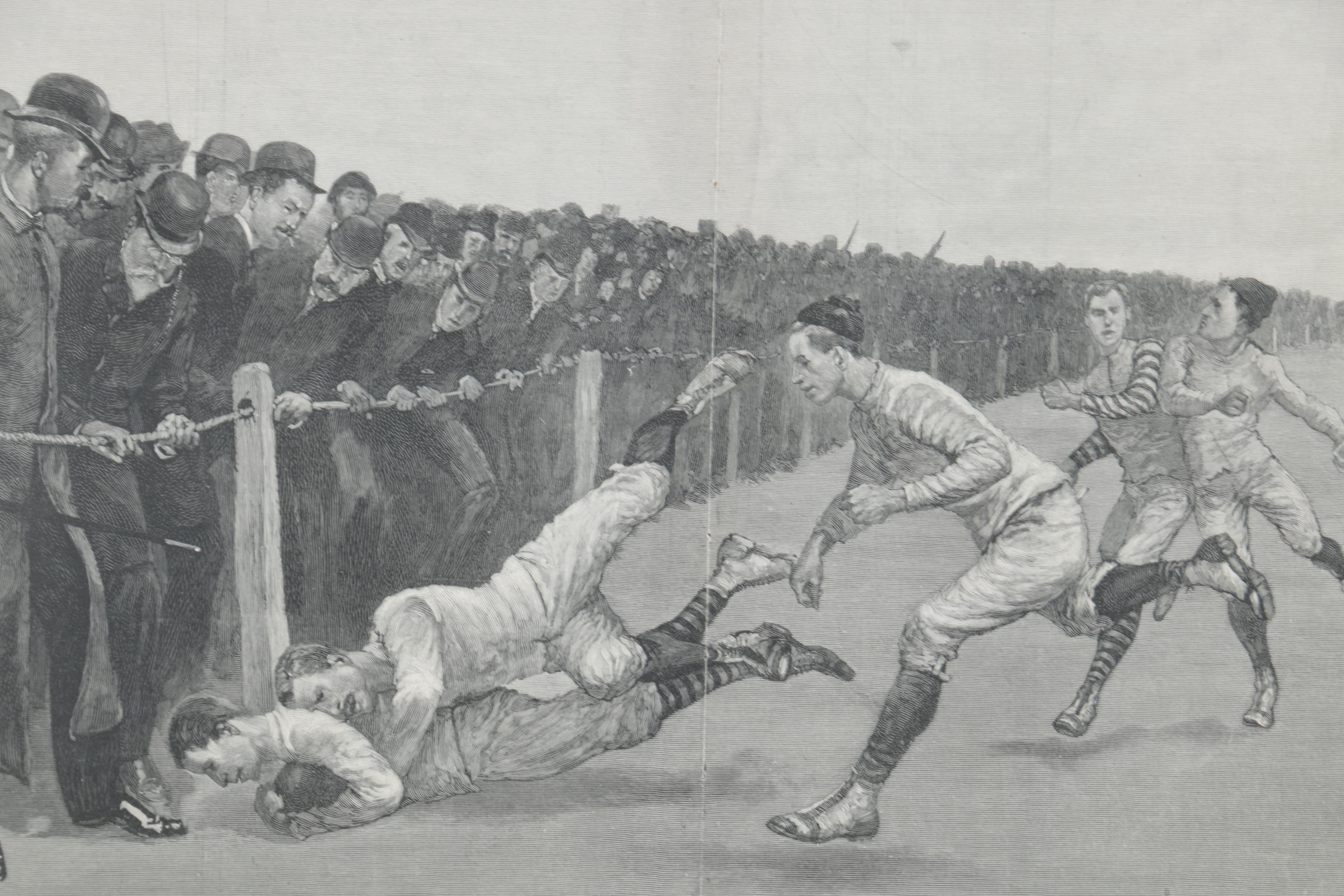 "Harper's Weekly" Engraving After Remington "Football, A Collision at the Ropes"