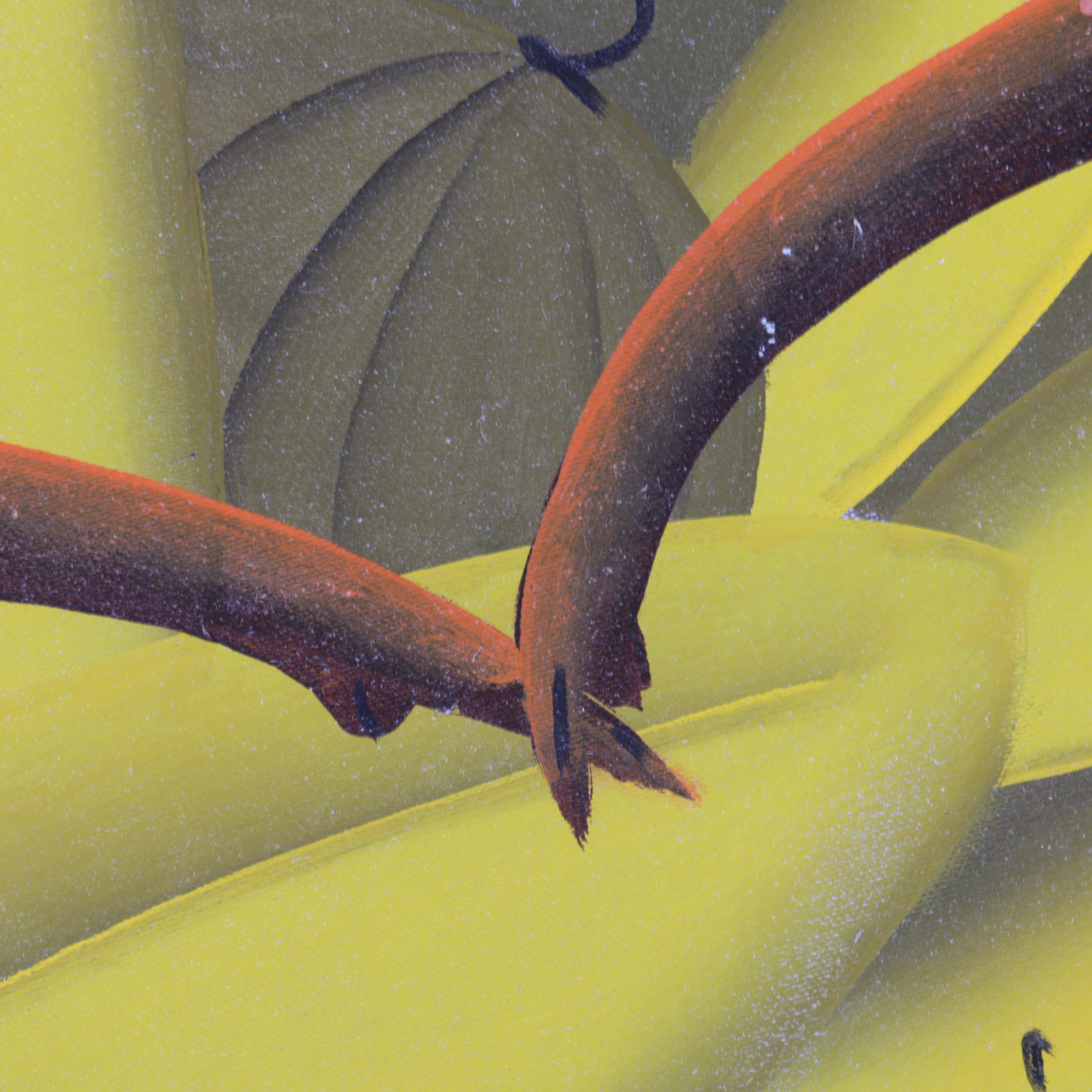 Laurent Casimir Acrylic Painting on Canvas of Figures at a Haitian Market