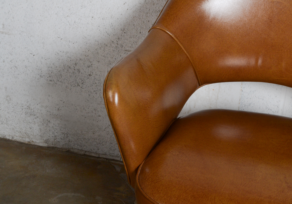 Vintage Mid Century Modern Tan Leather Office Chair