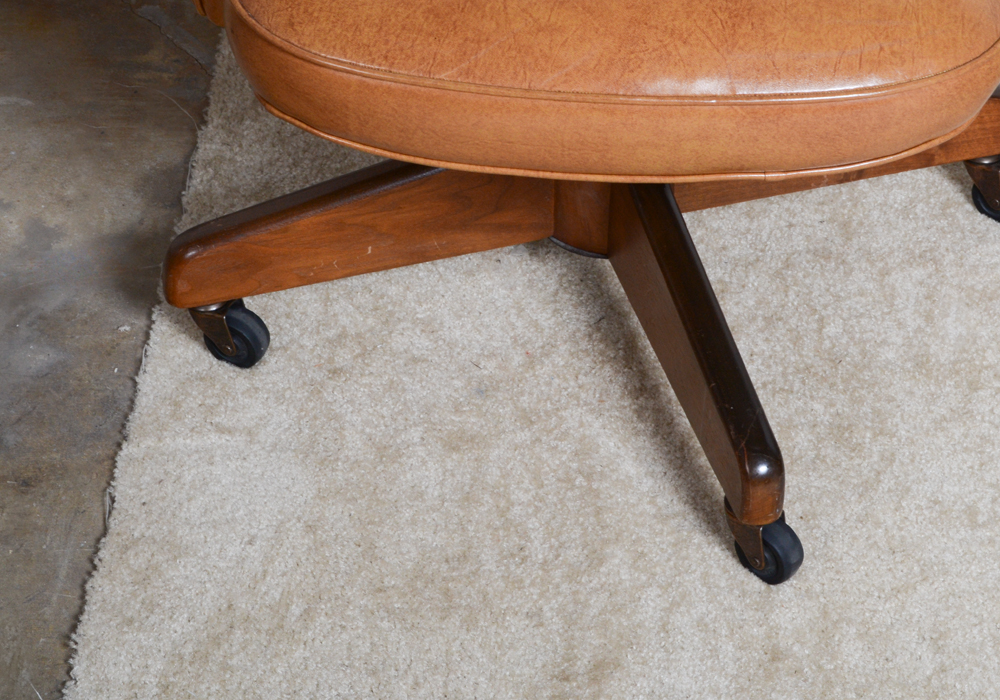 Vintage Mid Century Modern Tan Leather Office Chair