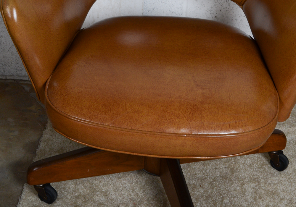Vintage Mid Century Modern Tan Leather Office Chair