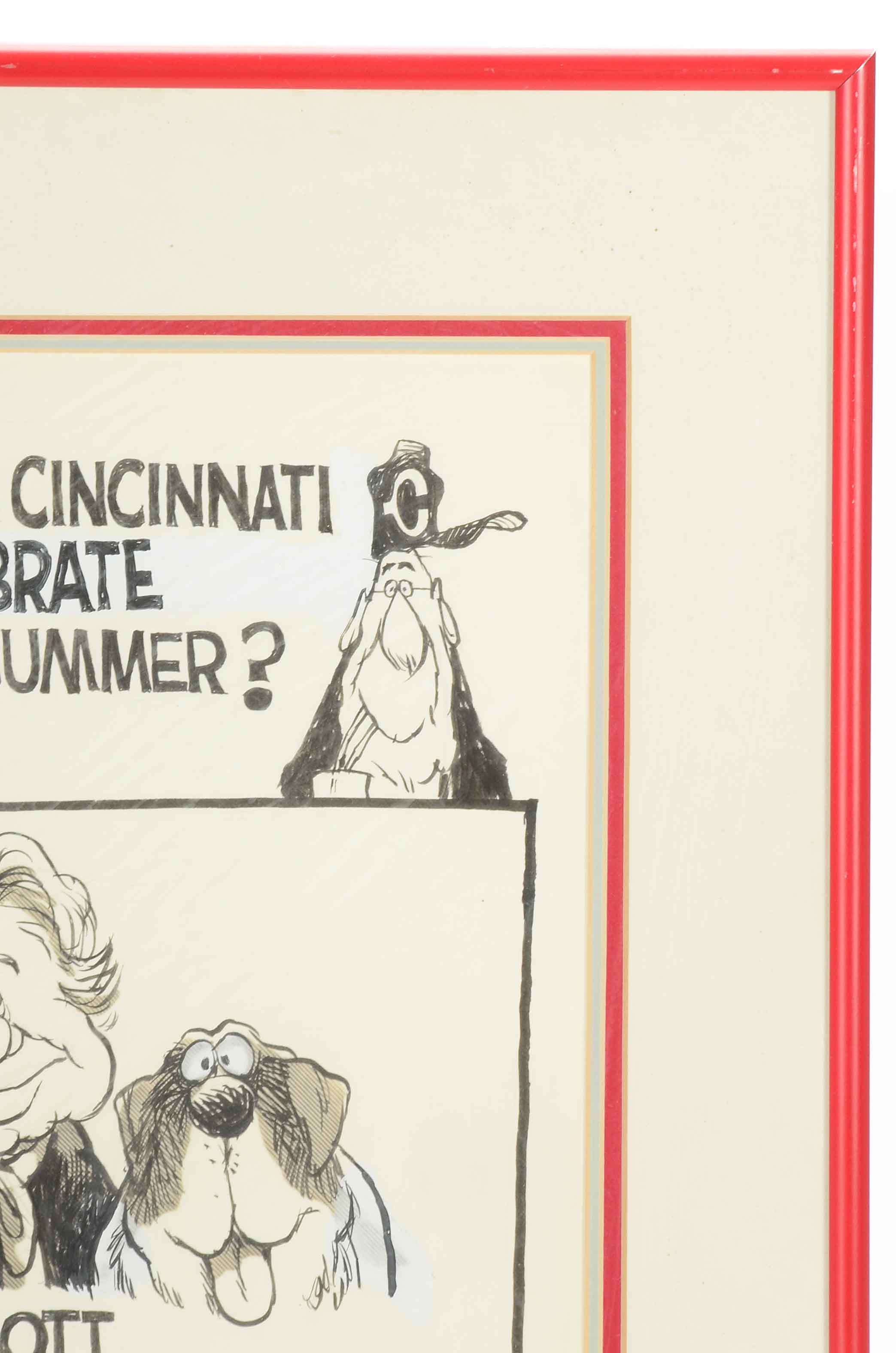 1985 Jim Borgman's Original Marge Schott and Pete Rose Framed Artwork