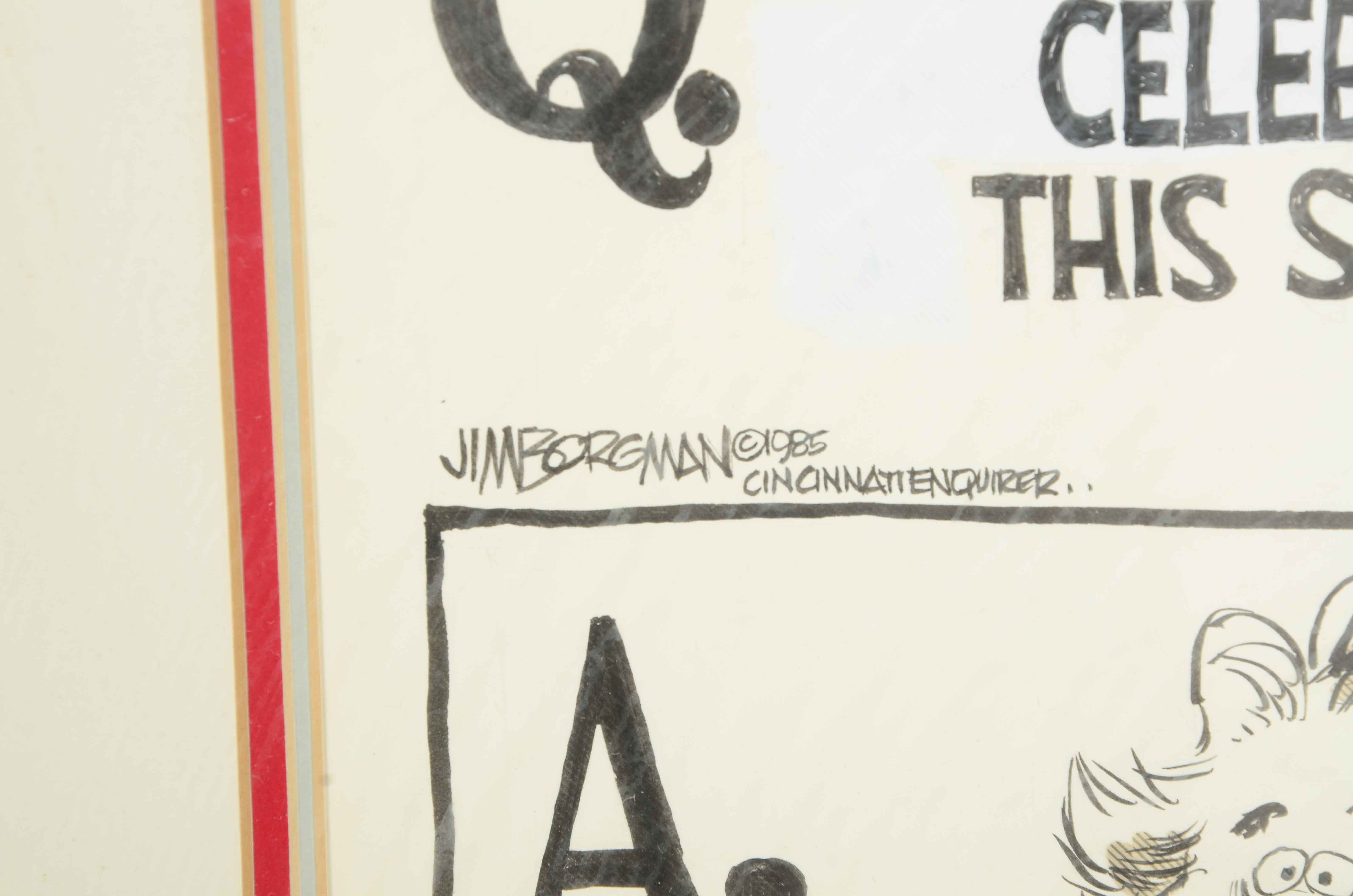 1985 Jim Borgman's Original Marge Schott and Pete Rose Framed Artwork