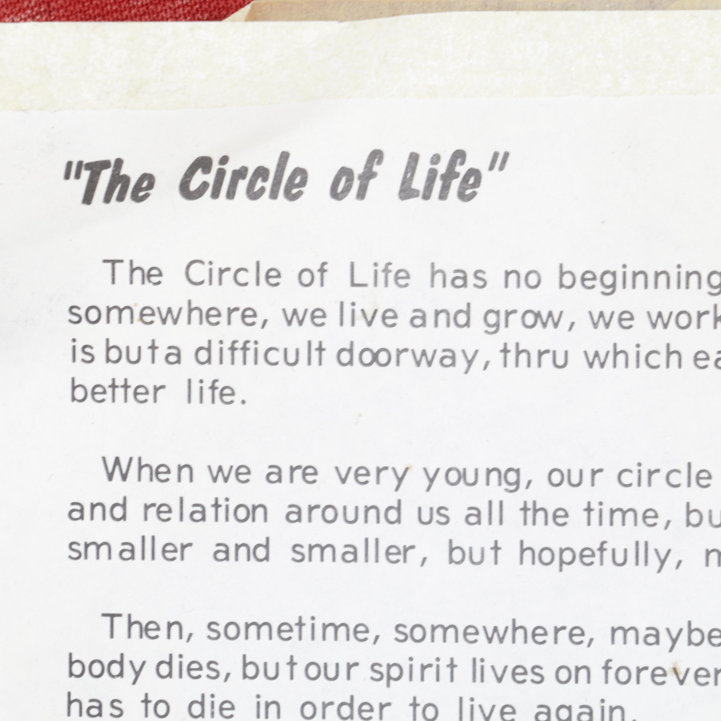 Burl Wood Box and Framed Feather Art "The Circle of Life" by Norman Peirce