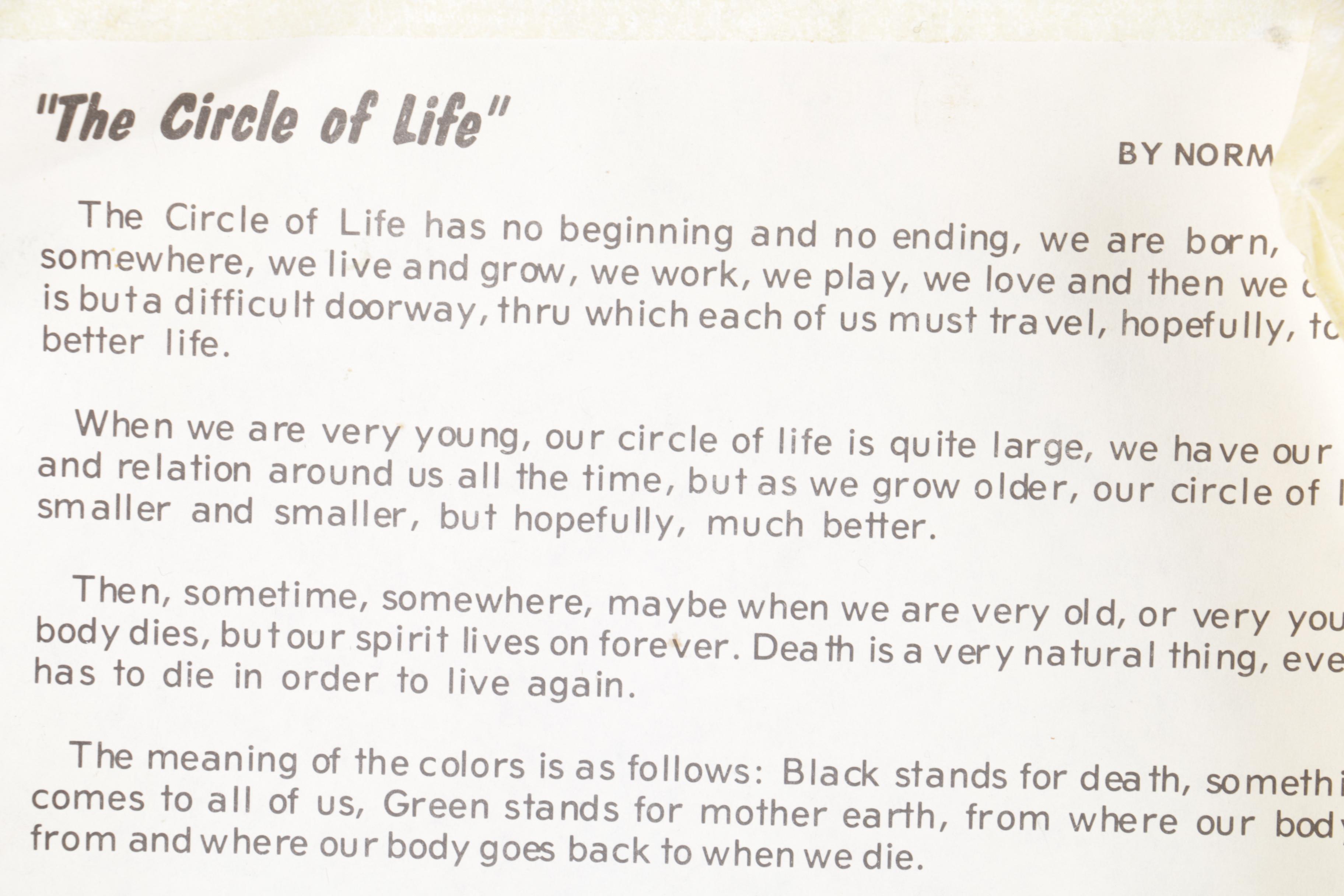 Burl Wood Box and Framed Feather Art "The Circle of Life" by Norman Peirce