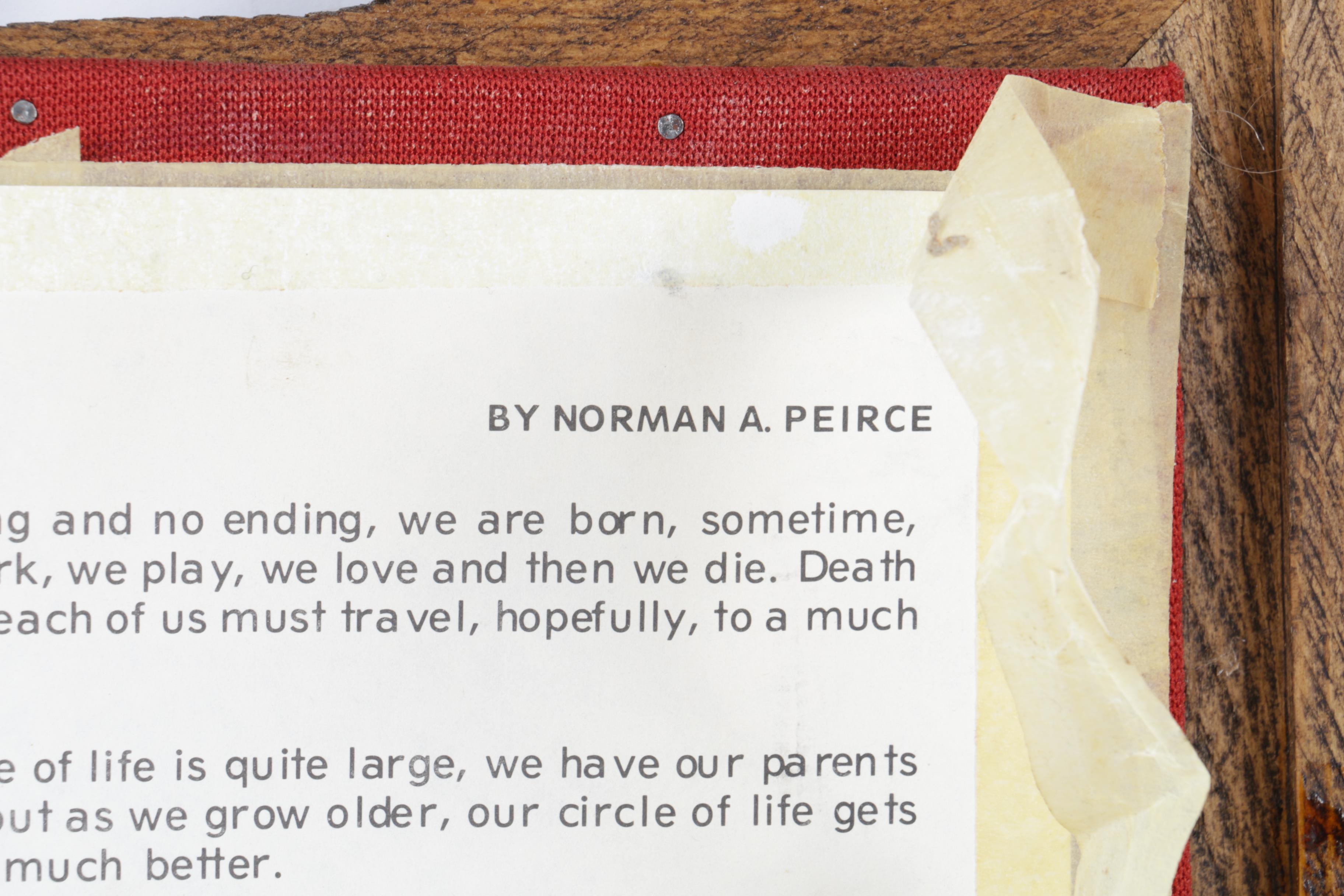 Burl Wood Box and Framed Feather Art "The Circle of Life" by Norman Peirce