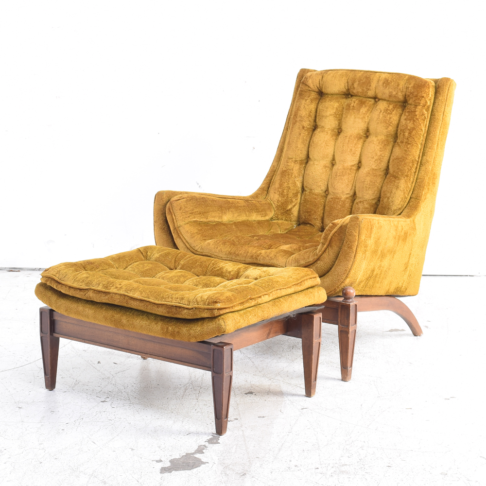 Mid Century Modern Club Chair with Ottoman by Sam Moore