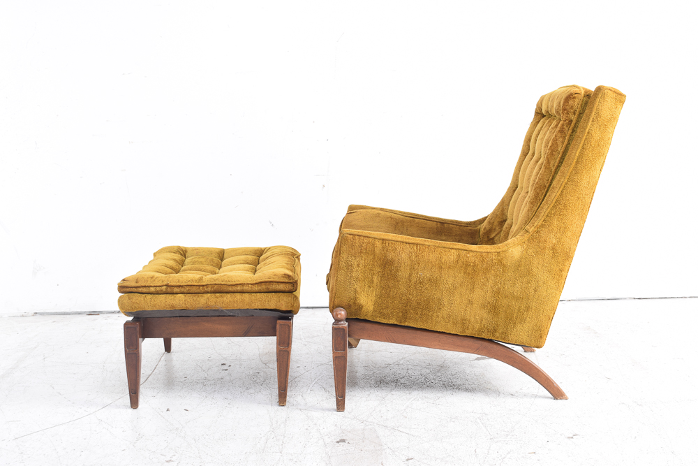 Mid Century Modern Club Chair with Ottoman by Sam Moore