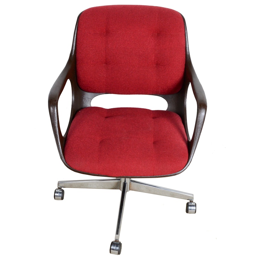 Mid Century Modern Plastic and Upholstered Office Chair