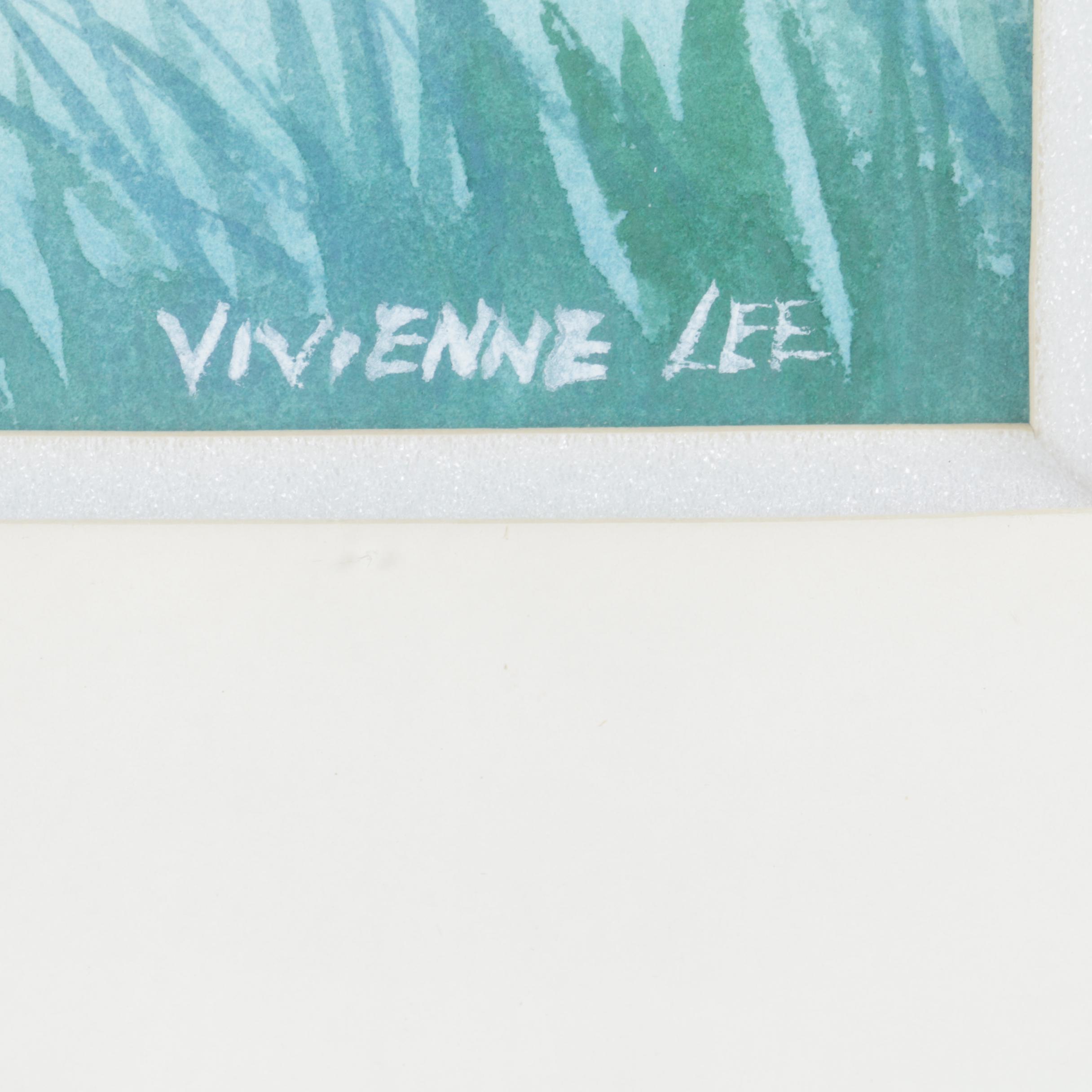 Vivienne Lee Gouache and Watercolor Painting of Fishing Village