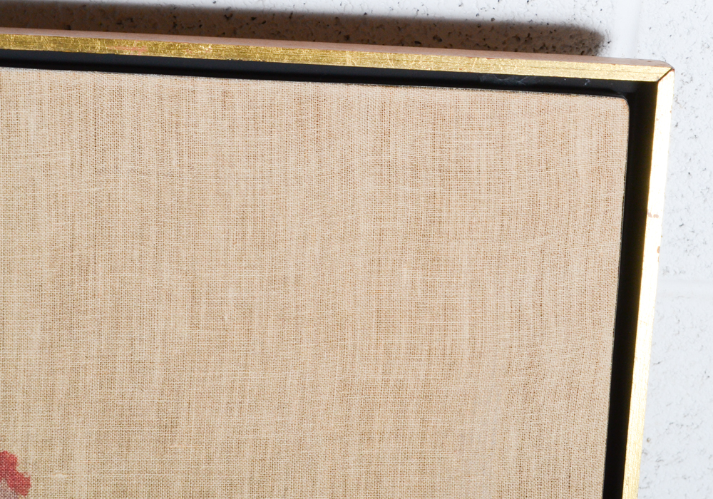 James Rogers Acrylic Painting on Burlap of Man on Horse