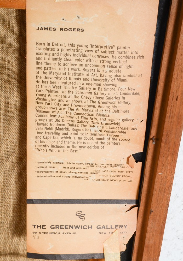 James Rogers Acrylic Painting on Burlap of Man on Horse