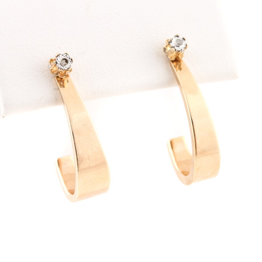 14K Yellow Gold Diamond Stud Earrings and Jackets