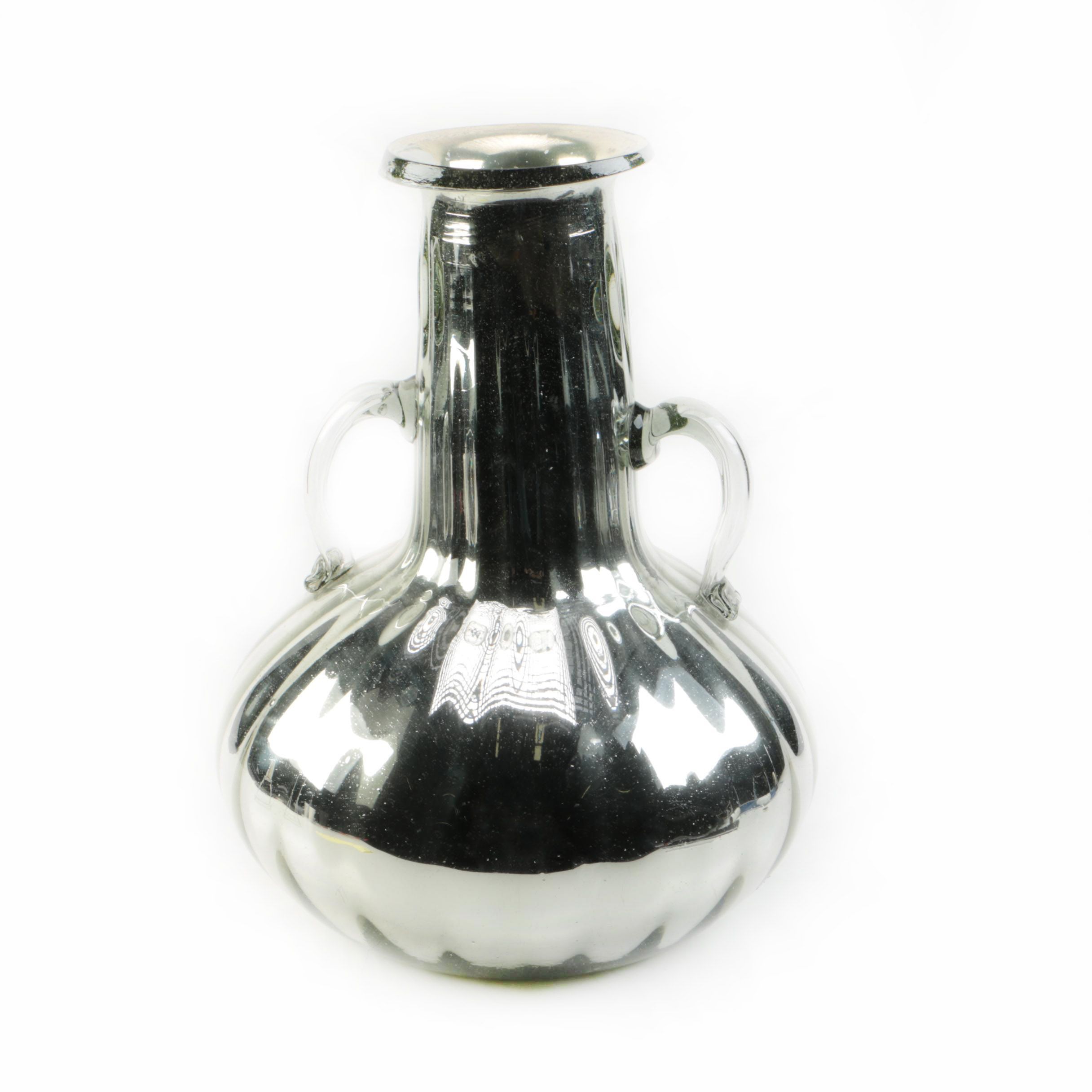 Glass Vase with Silver-Tone Coating