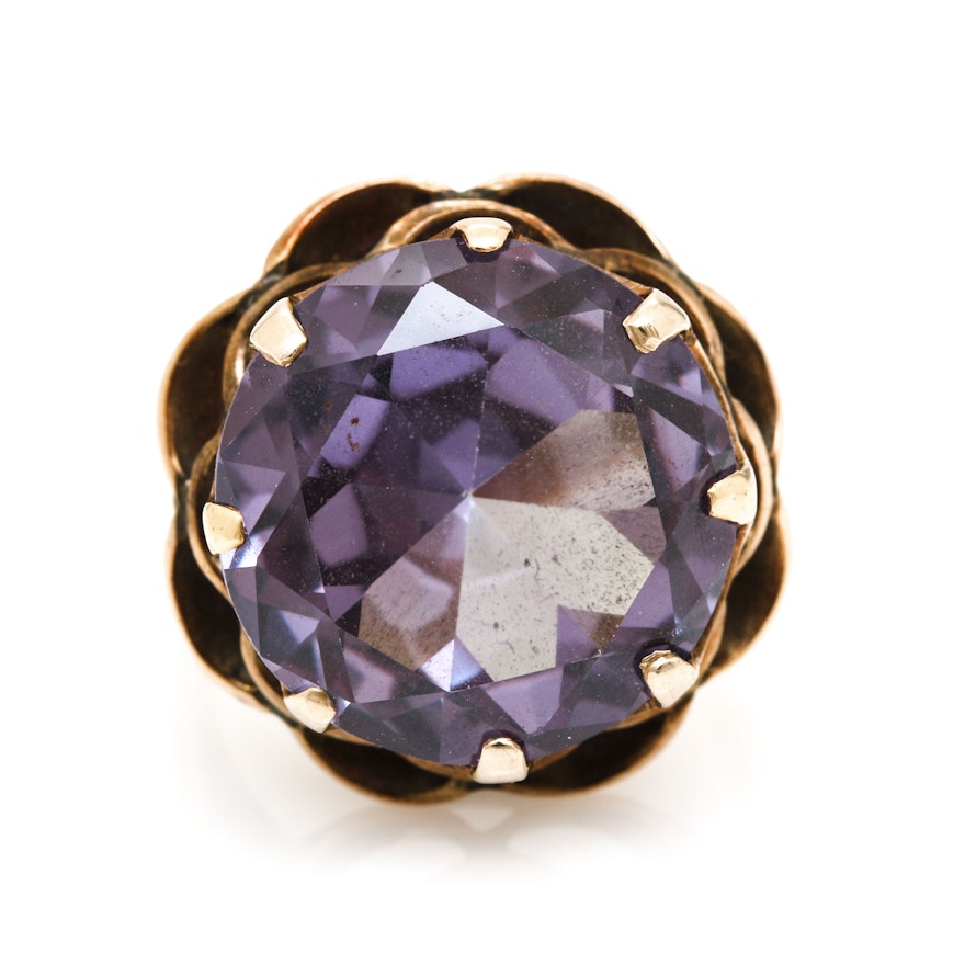 10K Yellow Gold Color Change Sapphire Ring