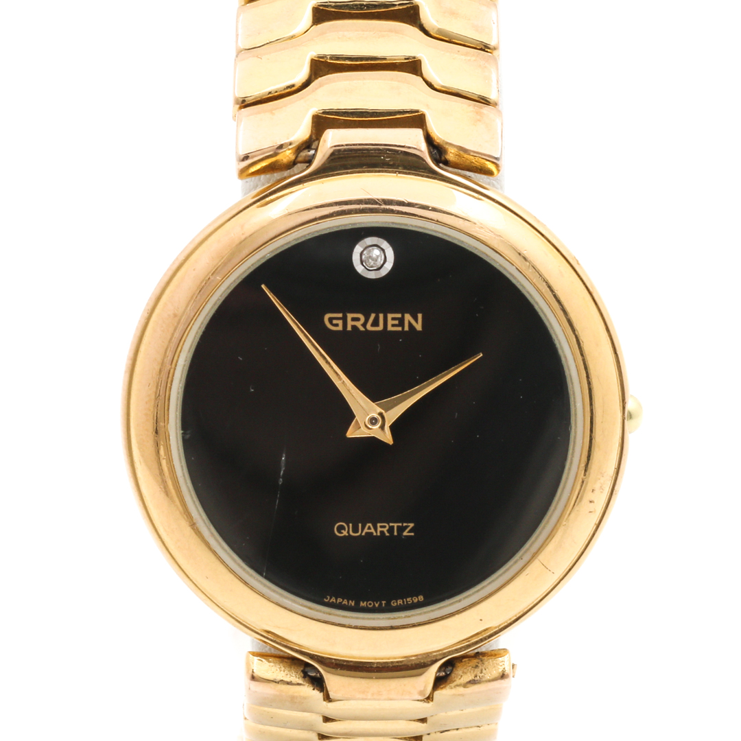 Gruen Quartz Gold Tone Diamond Watch