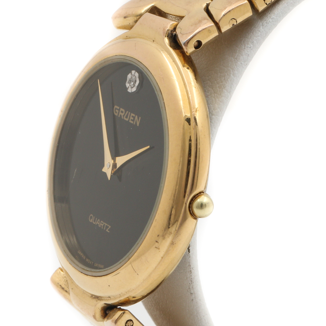 Gruen Quartz Gold Tone Diamond Watch