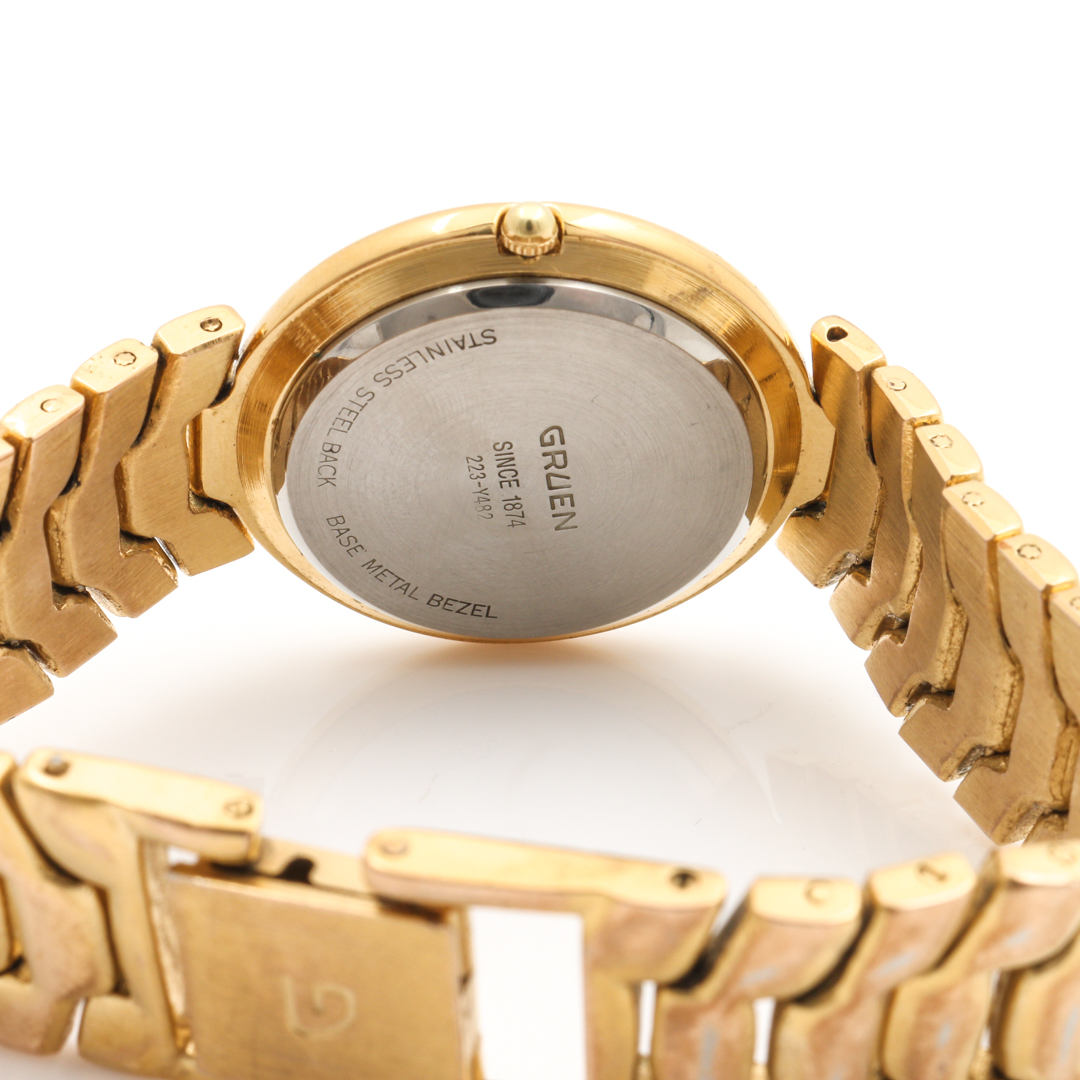 Gruen Quartz Gold Tone Diamond Watch
