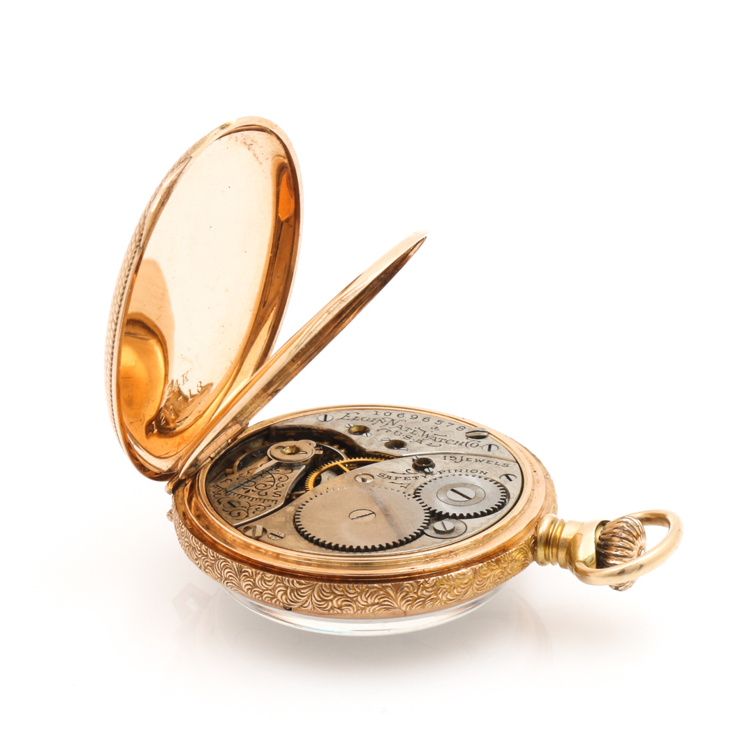 Circa 1904 Elgin 14K Yellow Gold Convertible Pocket Watch