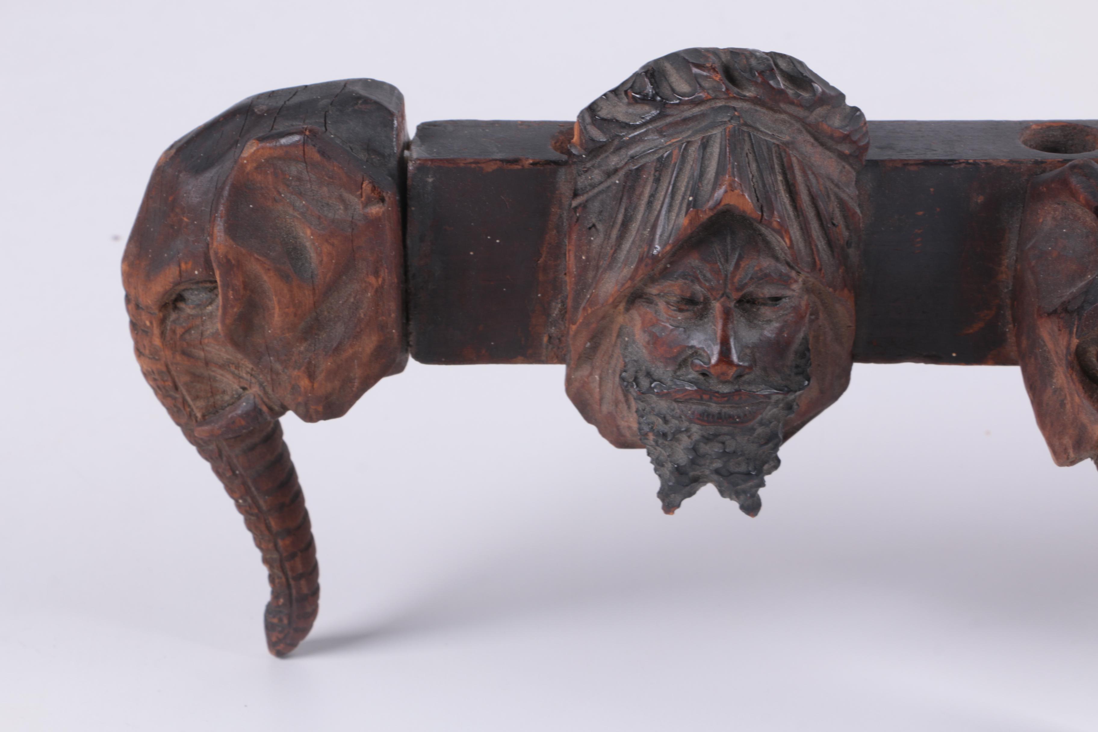 Carved Wood Leopard and Wall Hanging