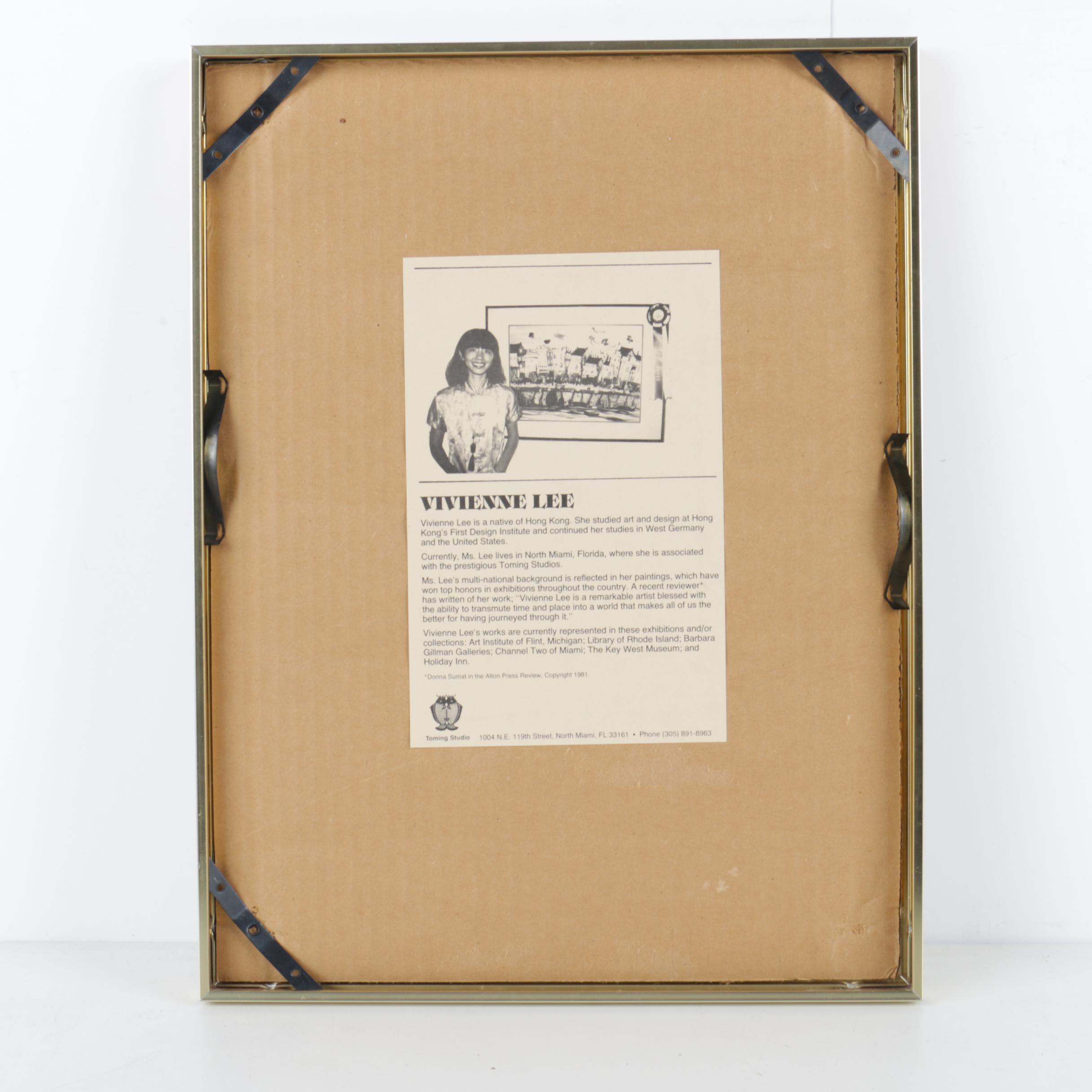 Vivienne Lee 1980s Watercolor and Gouache Painting of Chinese Farm Landscape