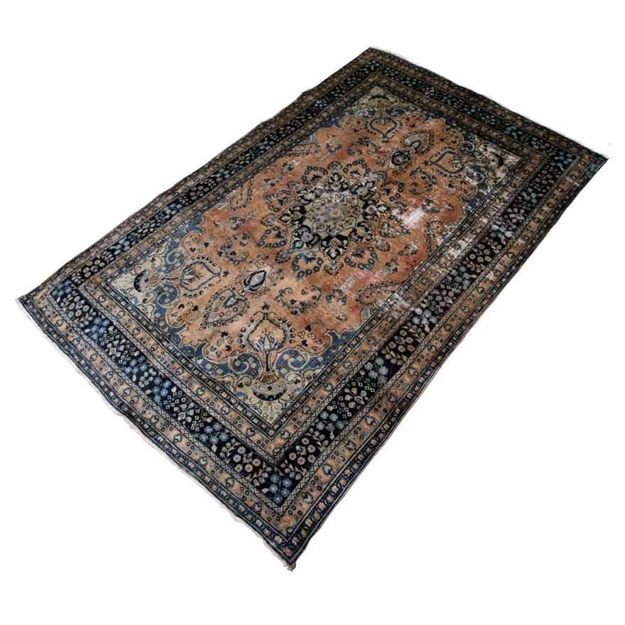 Semi-Antique Hand-Knotted Persian Tabriz Wool Area Rug