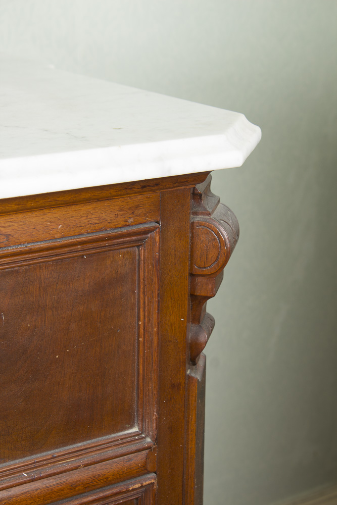 Antique Victorian Eastlake Style Marble Top Dresser with Mirror
