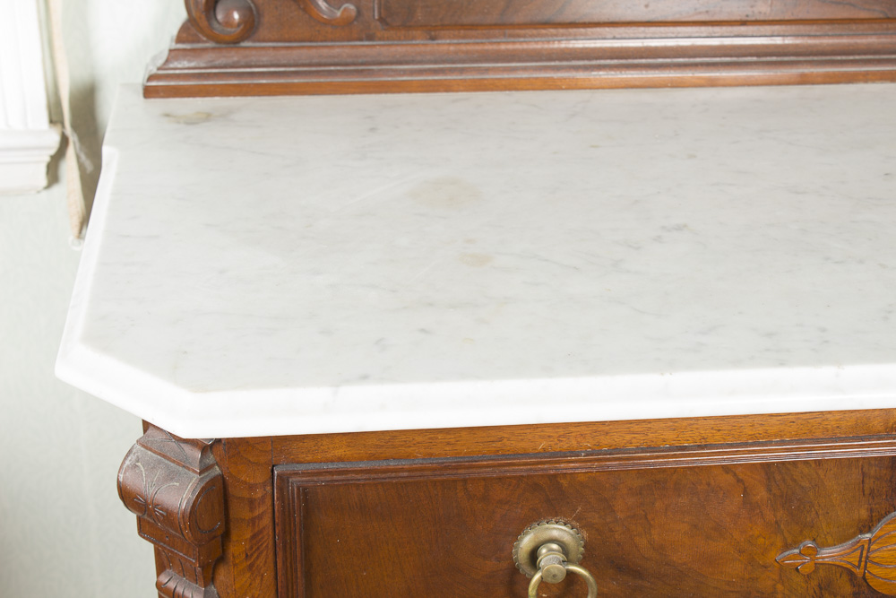 Antique Victorian Eastlake Style Marble Top Dresser with Mirror