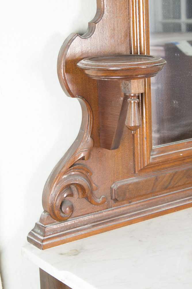 Antique Victorian Eastlake Style Marble Top Dresser with Mirror