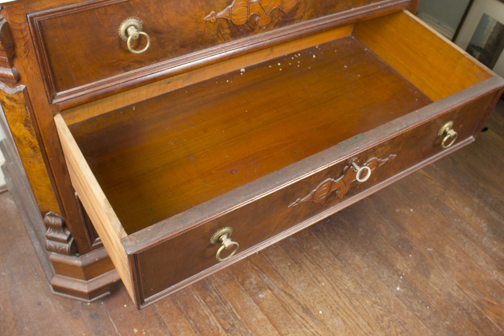 Antique Victorian Eastlake Style Marble Top Dresser with Mirror