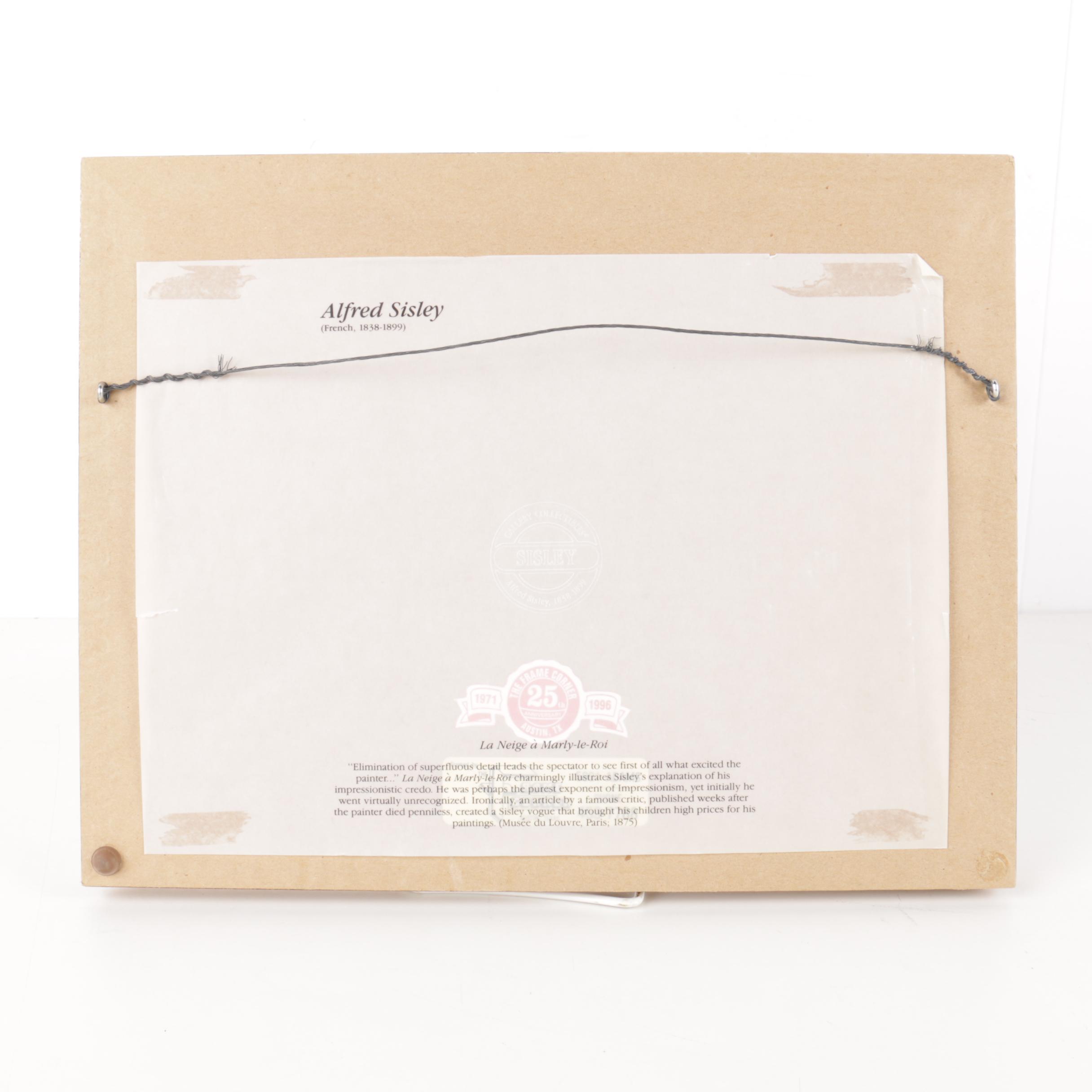 Offset Lithograph Print on Paper After Alfred Sisley's "La Neige á Marly-le-Roi"