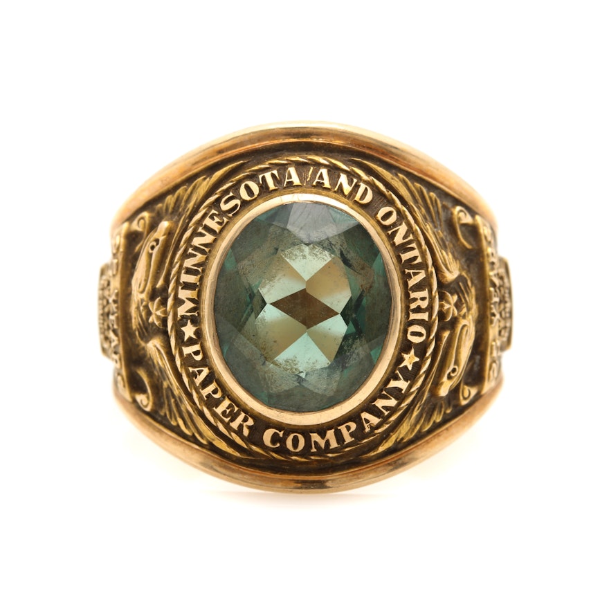 Jostens 10K Yellow Gold Spinel Service Award Ring