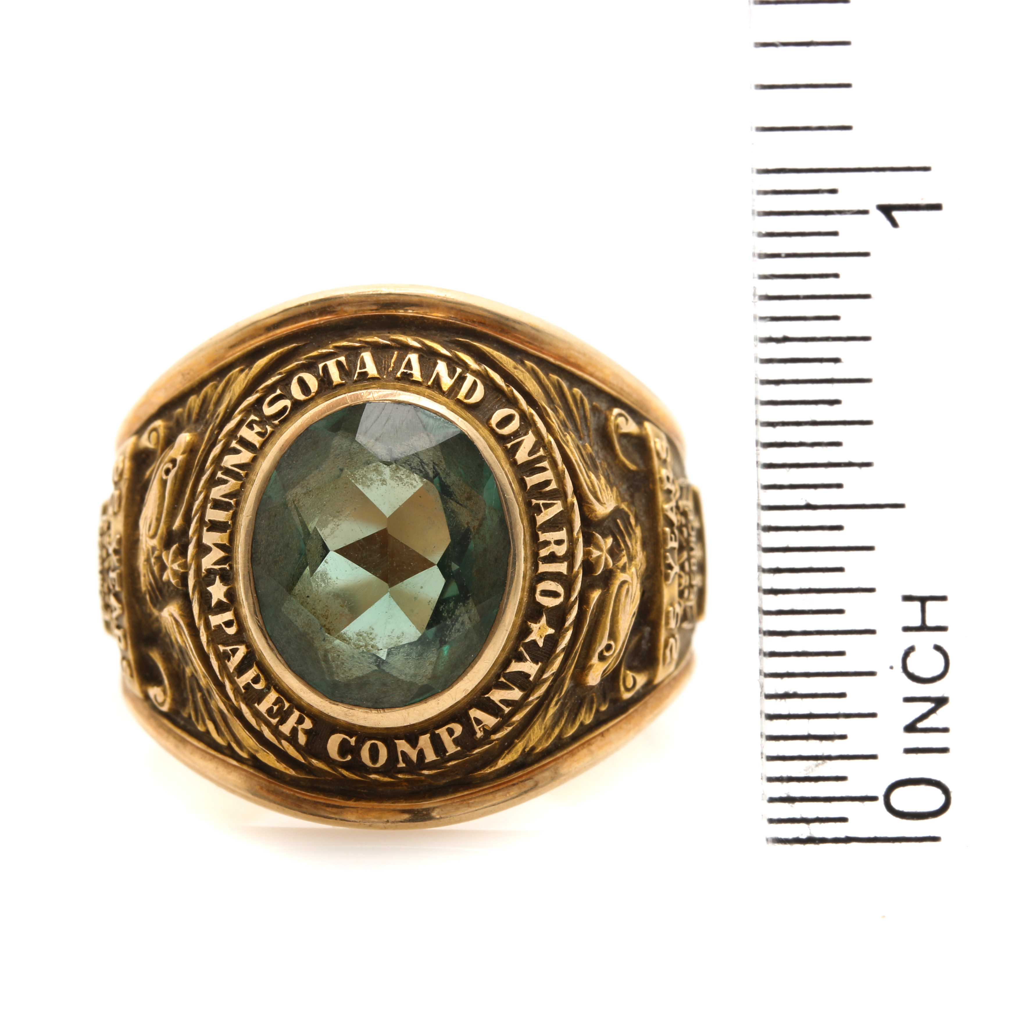 Jostens 10K Yellow Gold Spinel Service Award Ring
