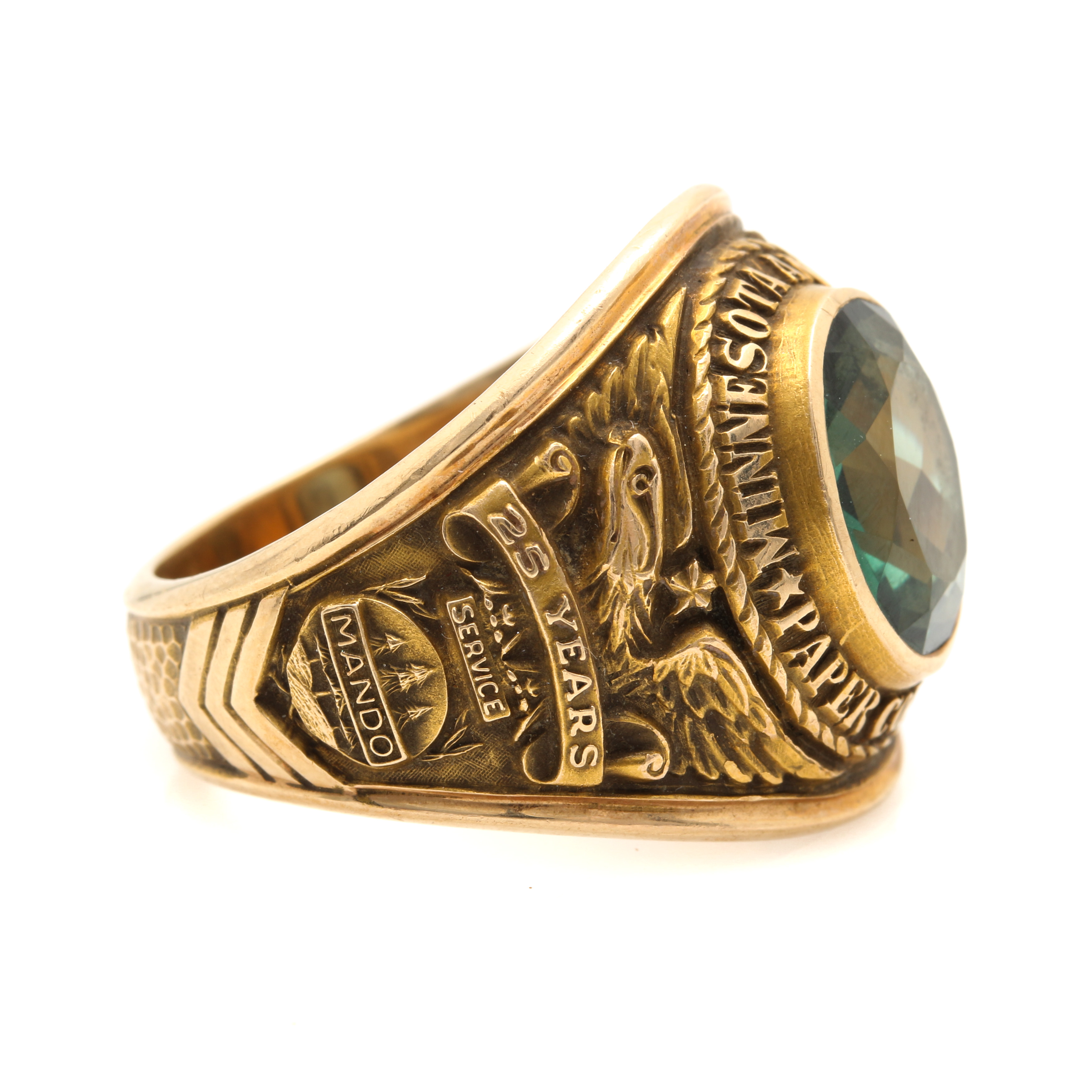 Jostens 10K Yellow Gold Spinel Service Award Ring