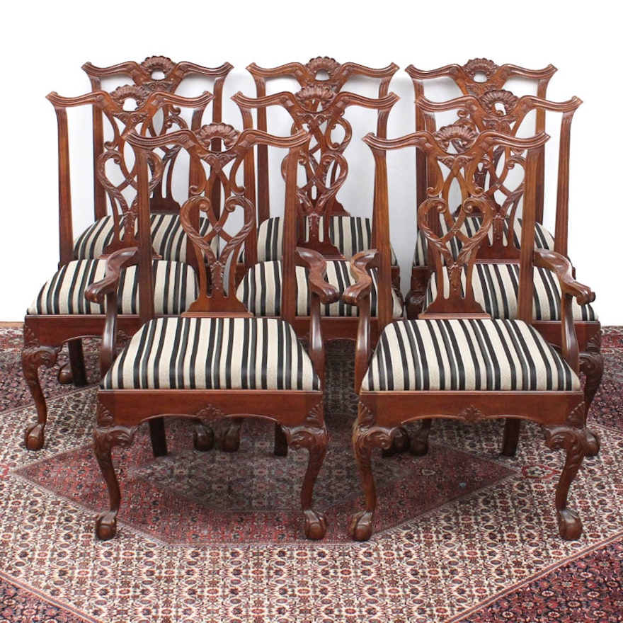 Set of Eight Chippendale Style Dining Chairs by Henredon