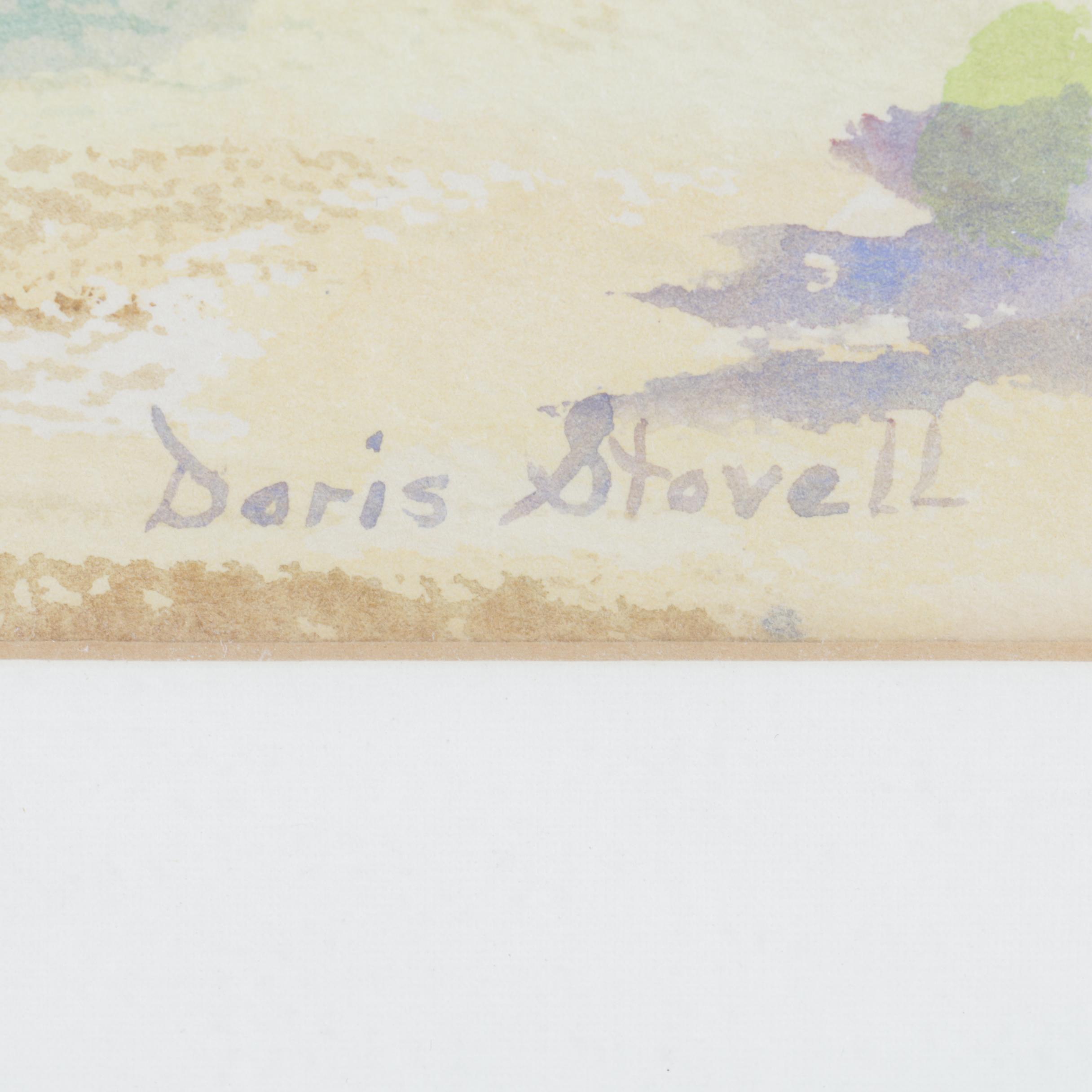 Doris Stovell Mid Century Watercolor and Gouache Landscape Painting on Paper