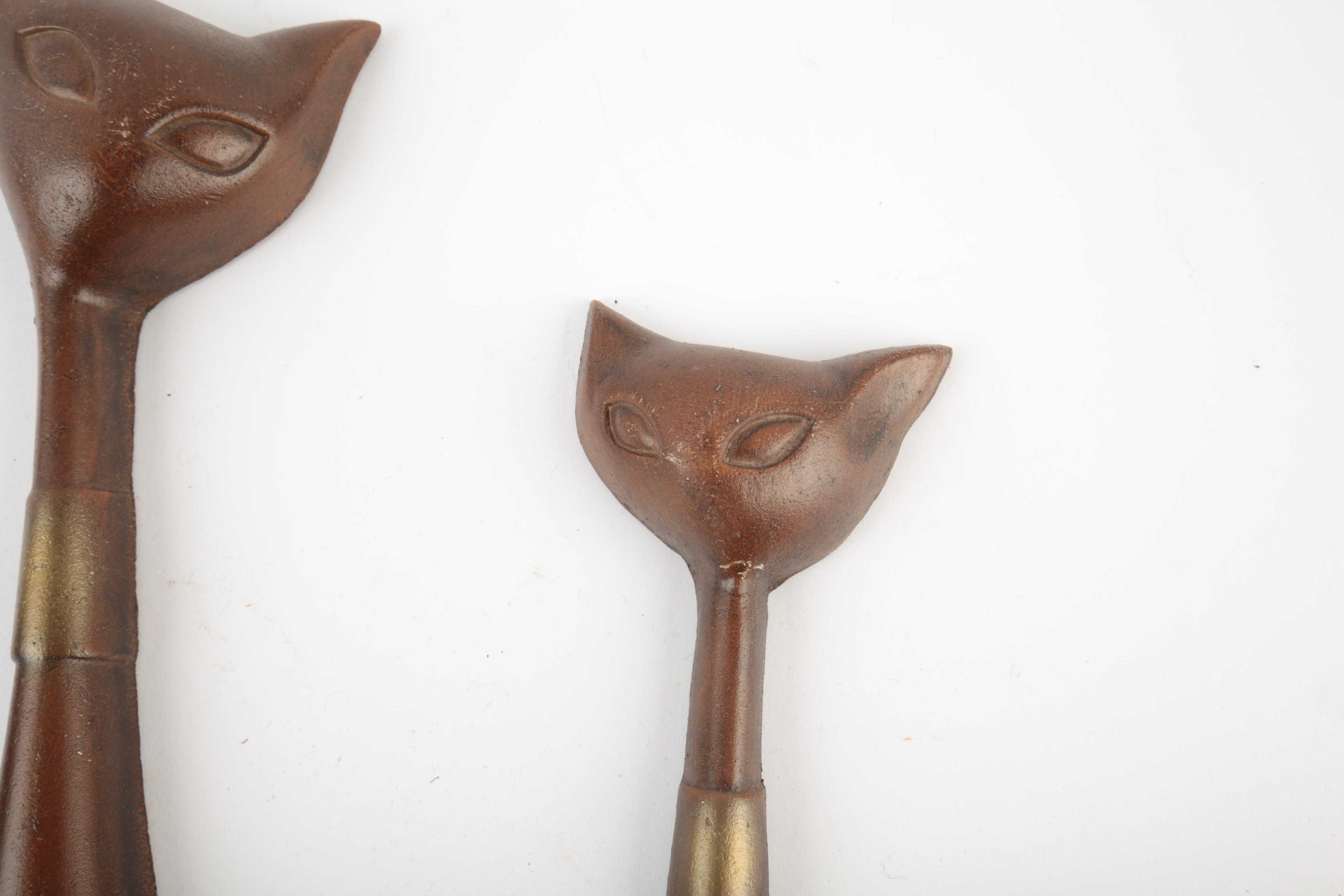 Mid Century Modern Cast Metal Siamese Cat Wall Hangings by Sexton